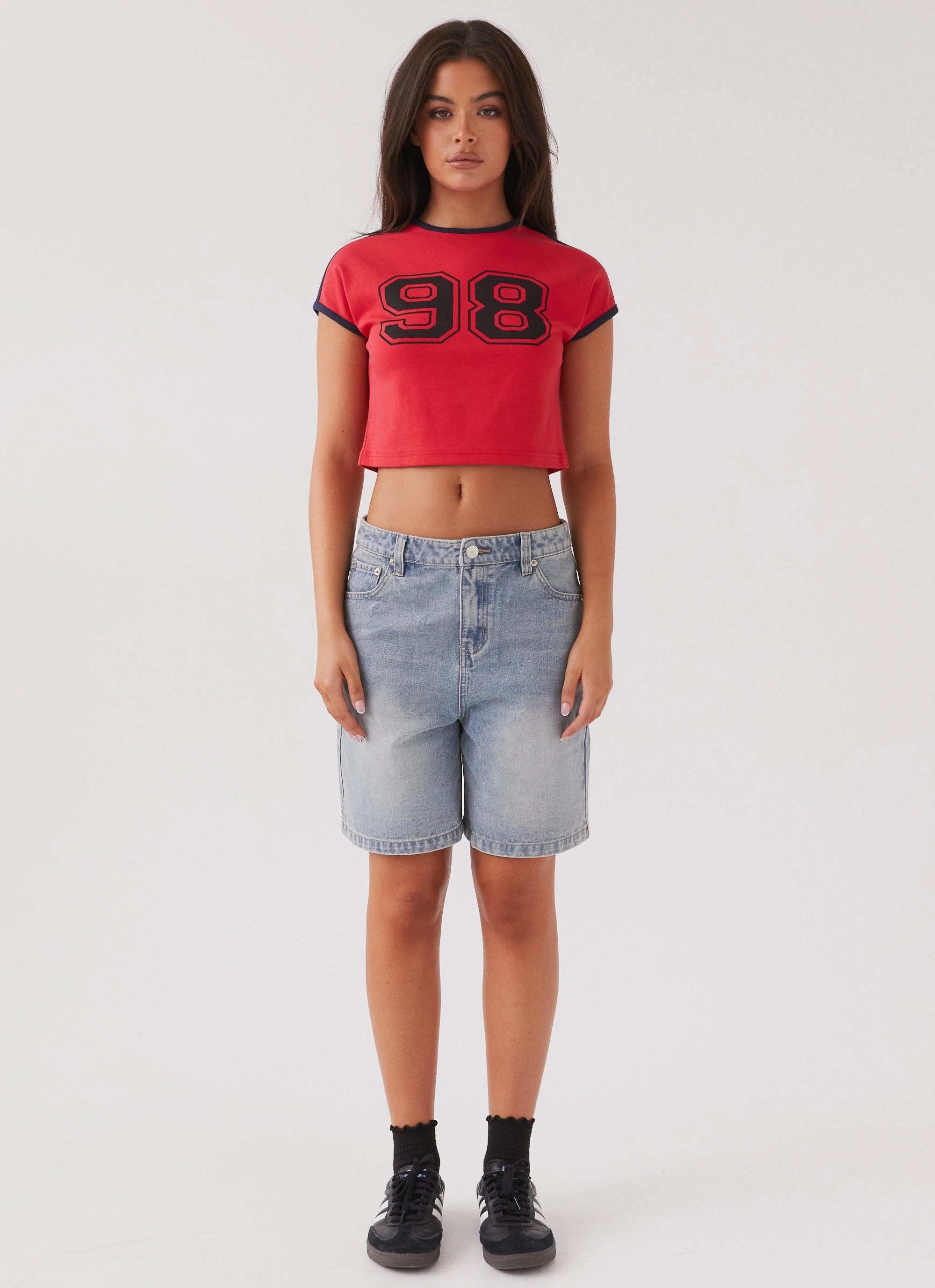 Reflective Trim Options Hunter Denim Jorts - Vintage Wash Blue