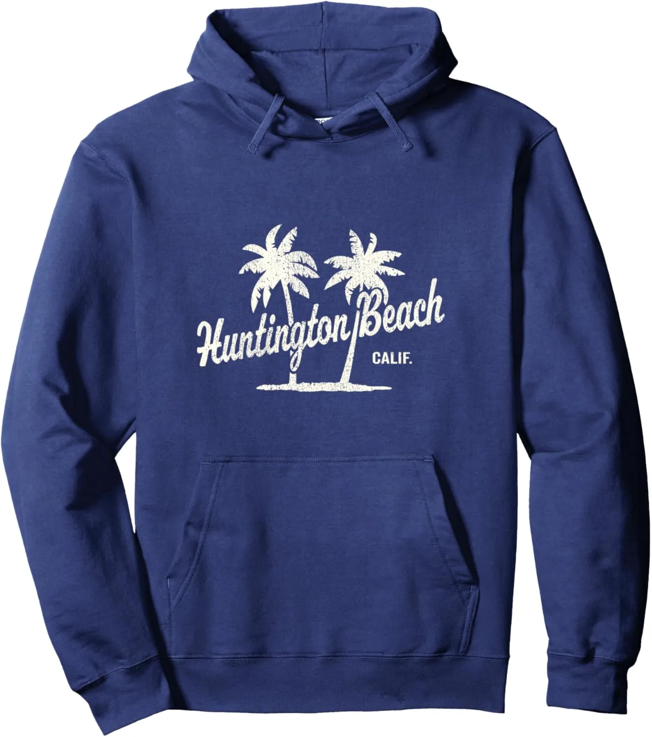 Huntington Beach California Vintage 70s Palm Trees Graphic Pullover Hoodie