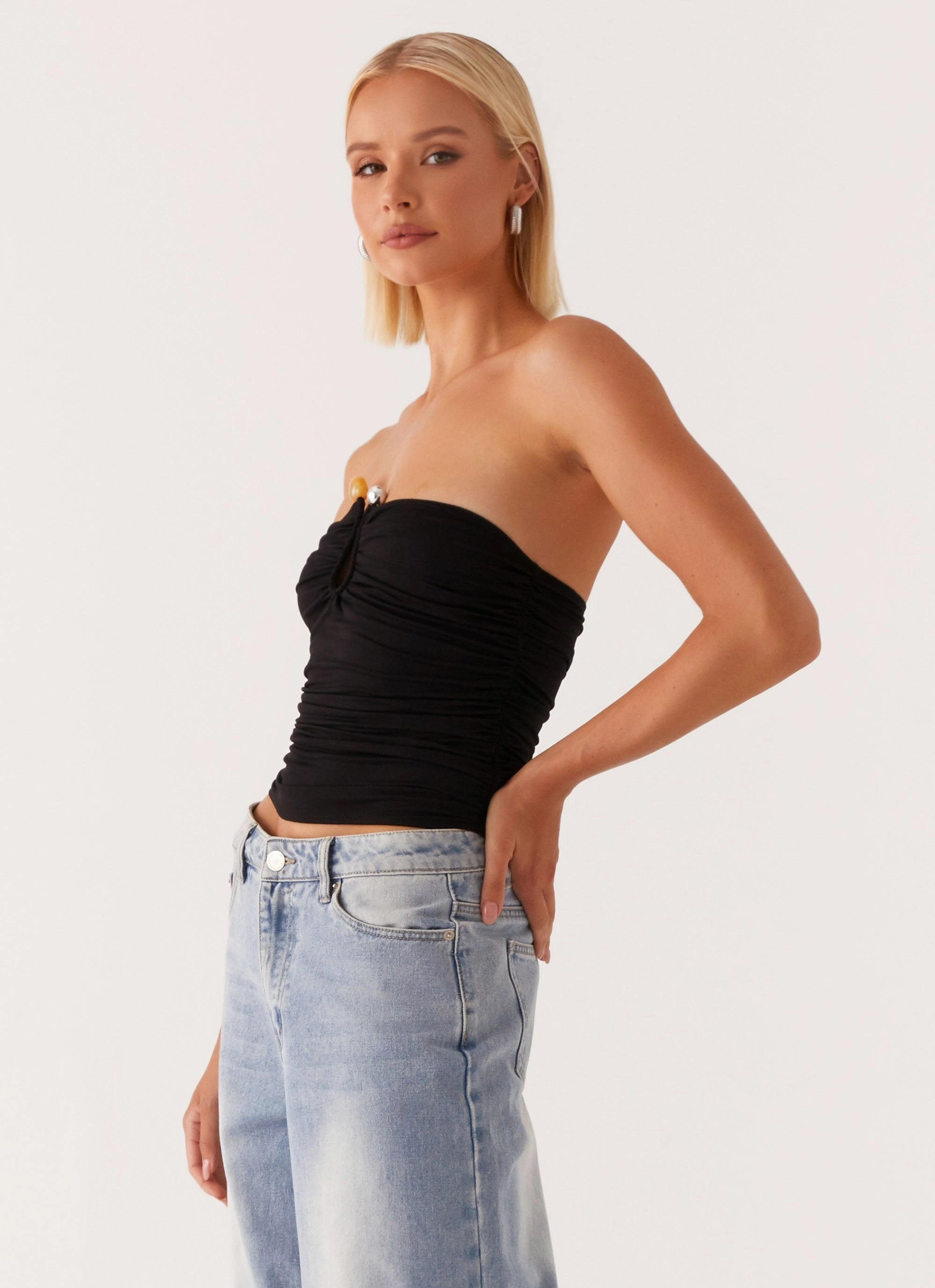 Rudy Tube Top - Black Reinforced Neckline Detail