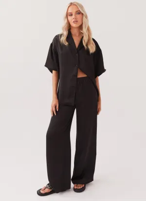 Office Look Palm Cove Satin Pants - Black