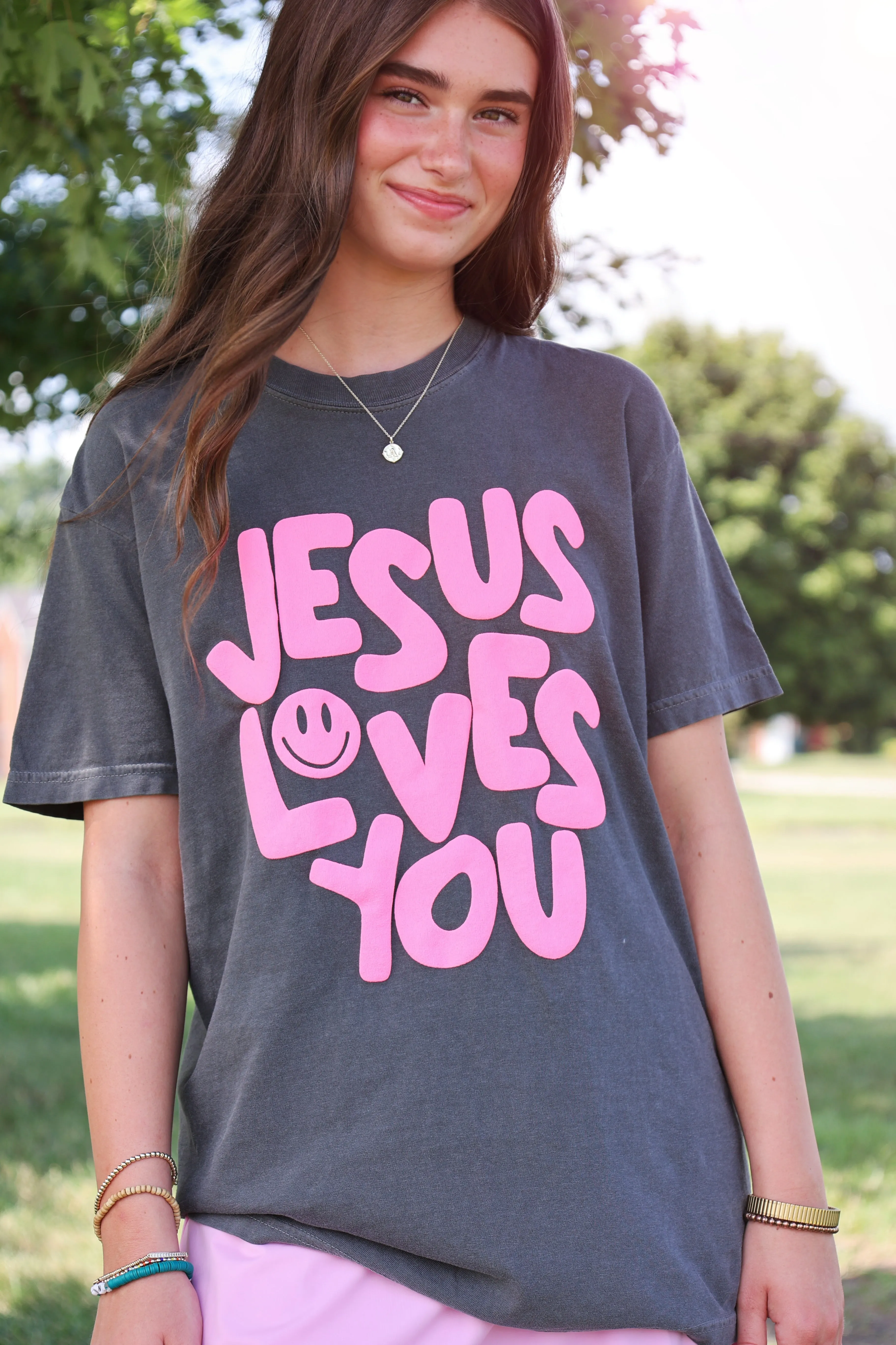 LowProfileZipperSystem Fashion Statement Smile Jesus Loves You Tee