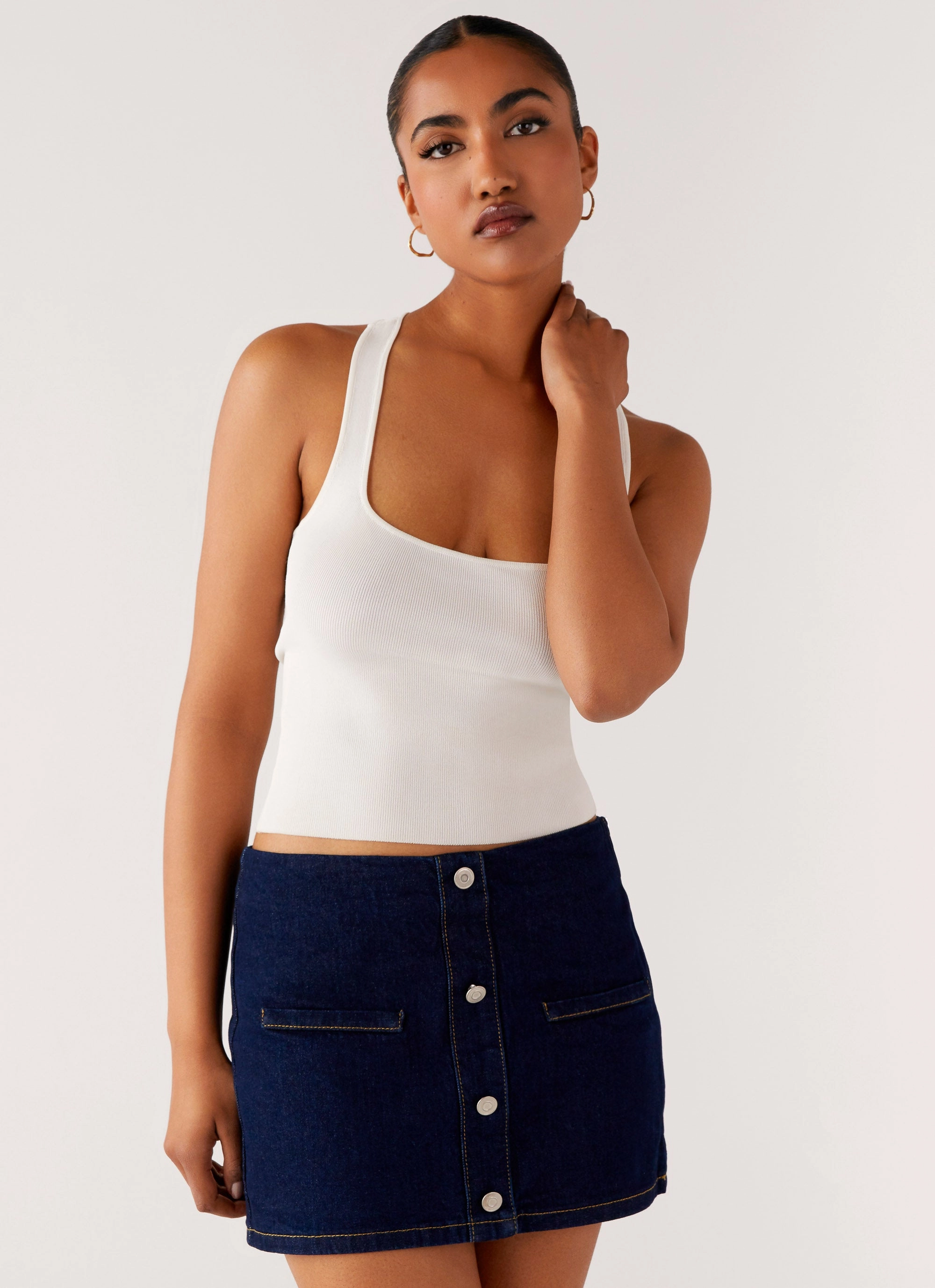 Morrison Denim Mini Skirt - Indigo Warm design