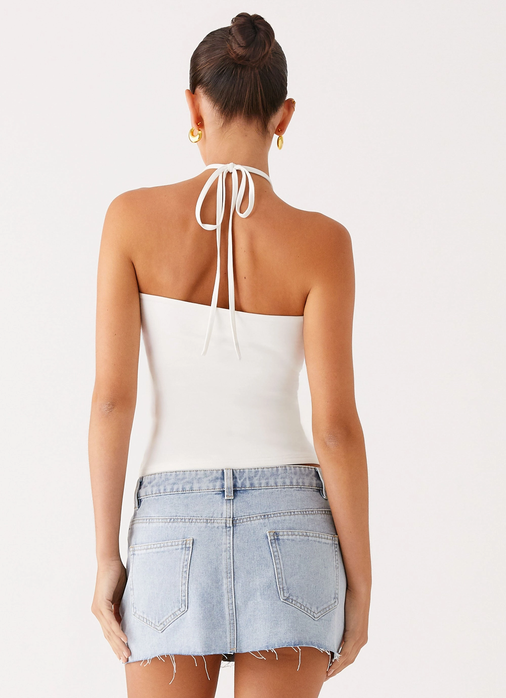 Kamen Low Rise Mini Skirt - Light Denim Structured fabric Chill Ready