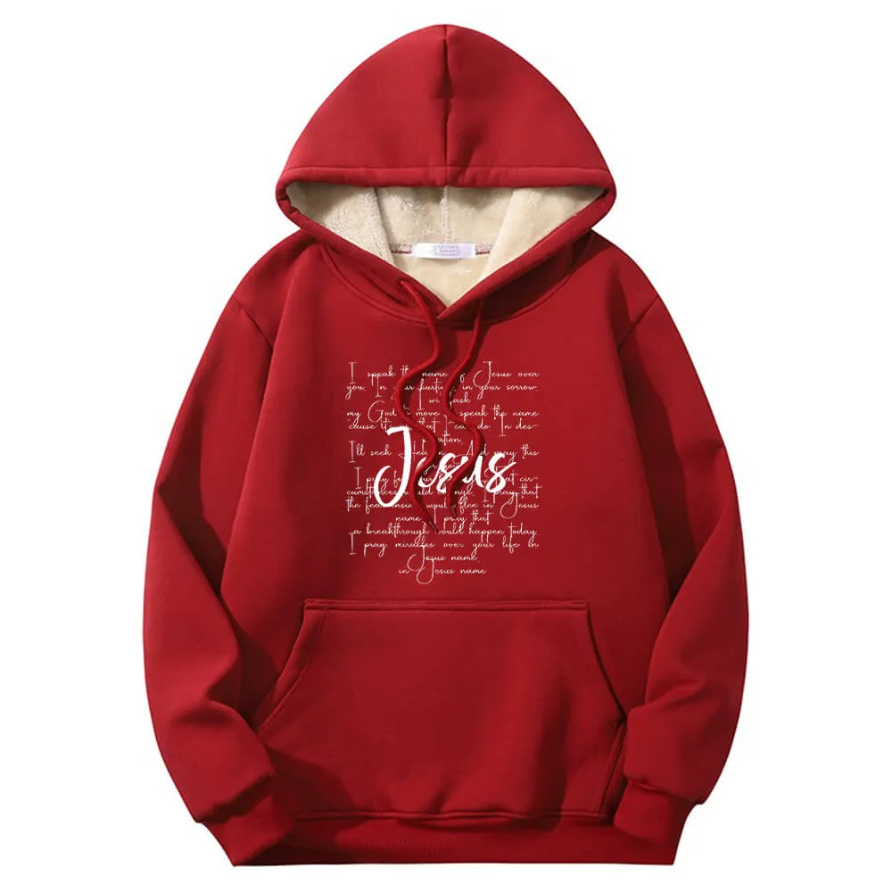 I Speak The Name Of Jesus Crew Collar Fleece Sherpa Hoodie