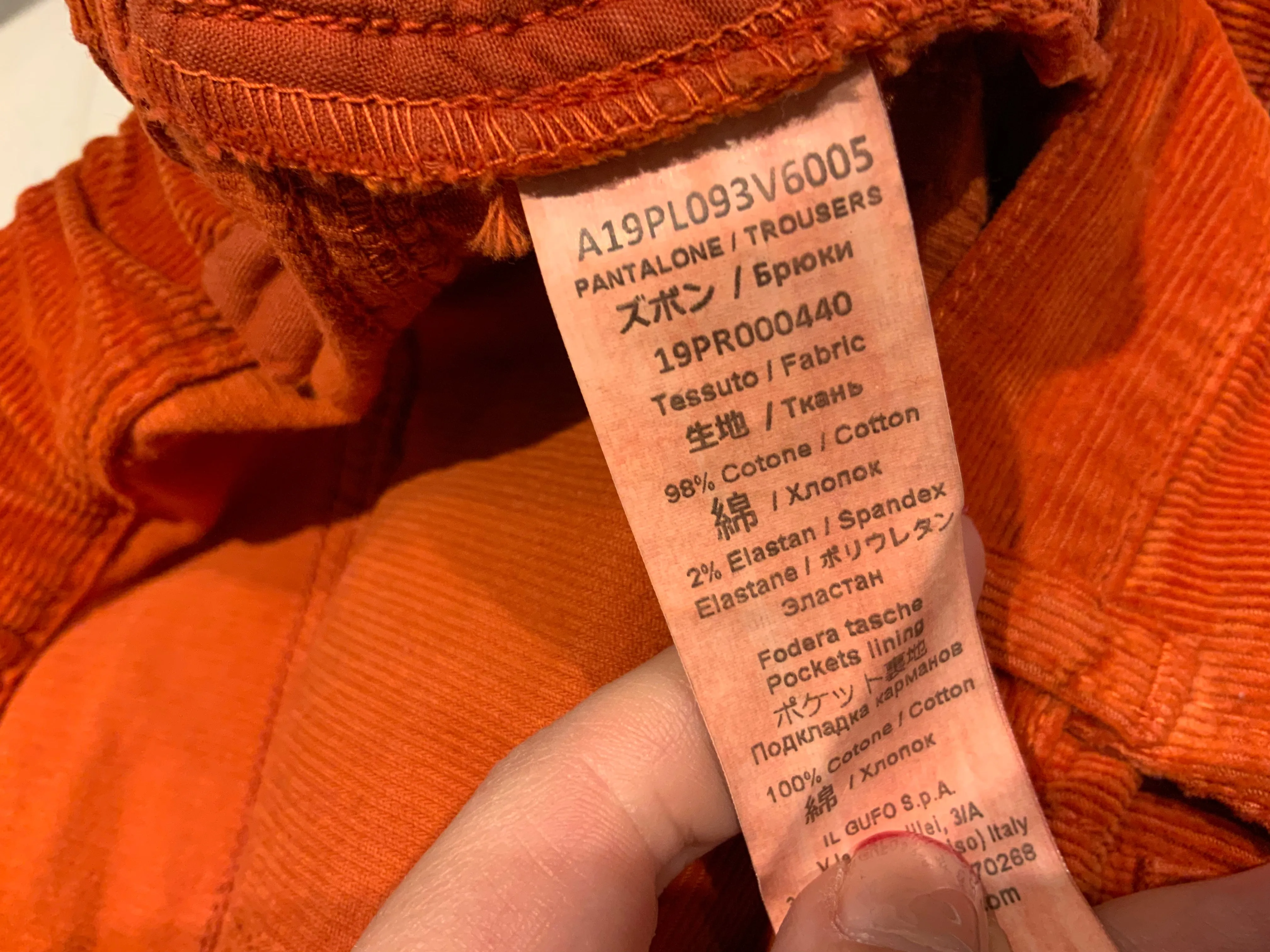 il gufo Corduroy Straight-leg Trousers In Orange Pants Size 6 or 12 years children