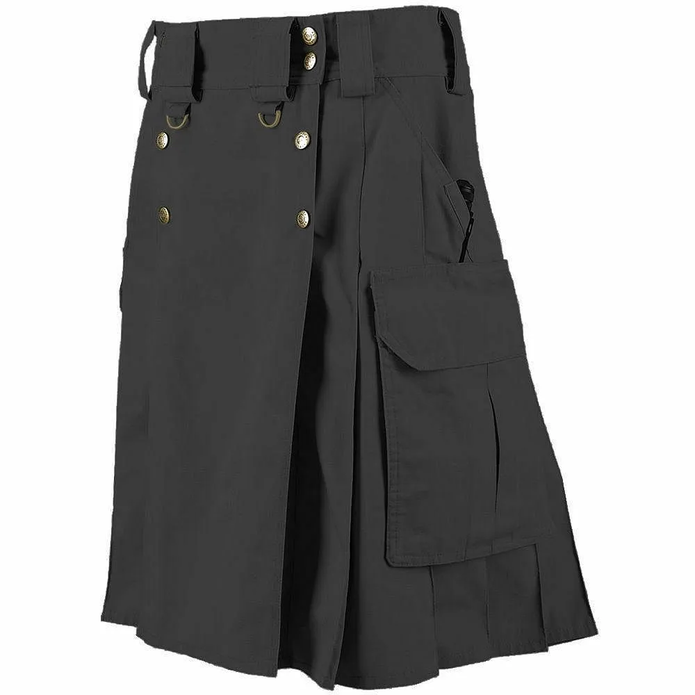 Ilitary Combat Tactical Duty Kilt Police Cargo  Urban Uniform Dark Gray Kilt
