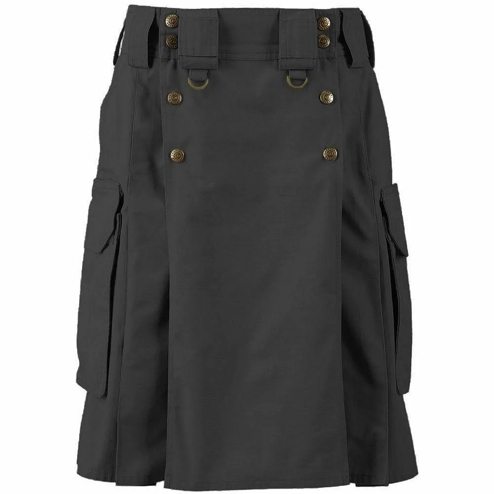 Ilitary Combat Tactical Duty Kilt Police Cargo  Urban Uniform Dark Gray Kilt