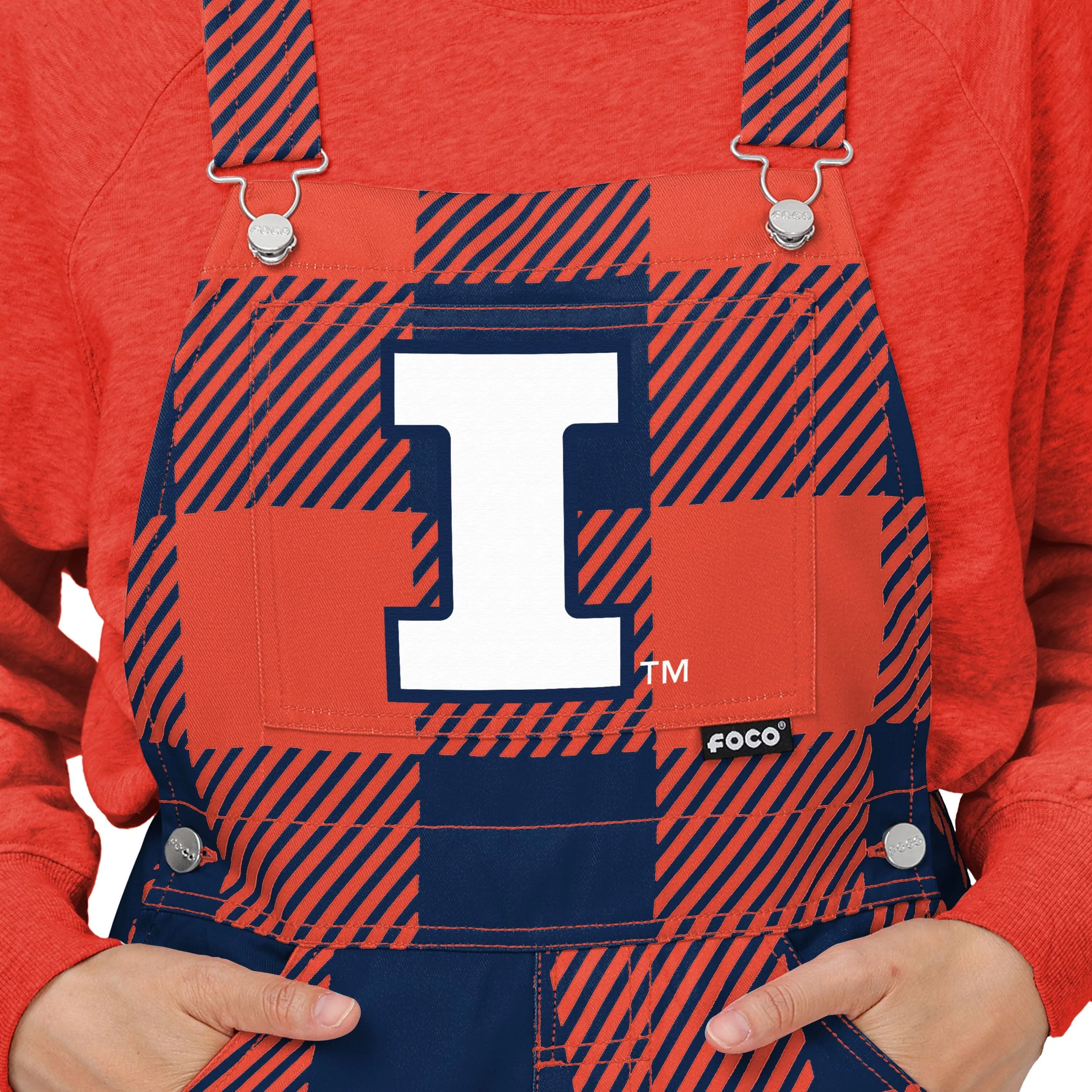 Illinois Fighting Illini NCAA Womens Plaid Bib Overalls