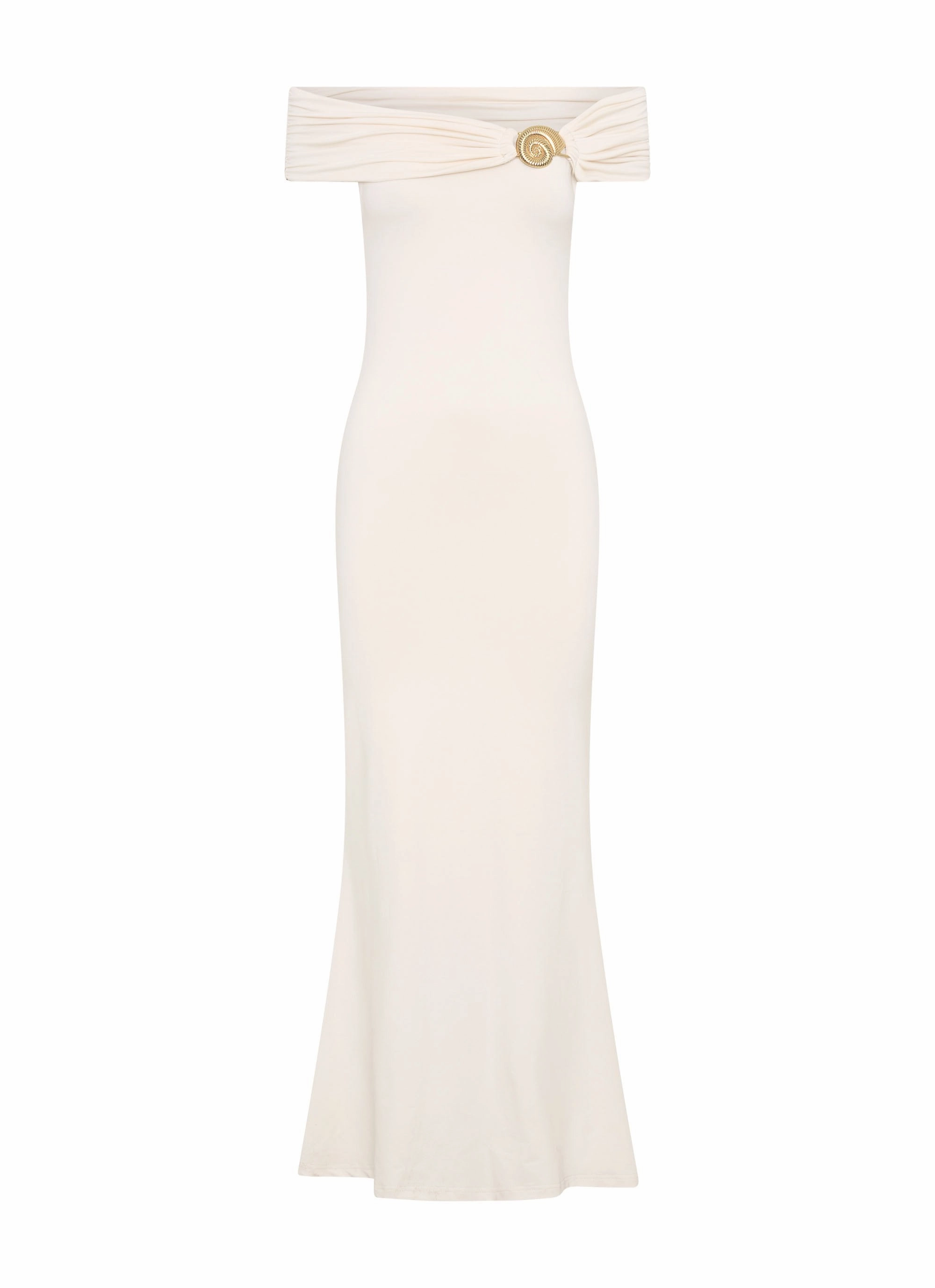 Illusion Maxi Dress - Ivory Sophisticated Waist Fit