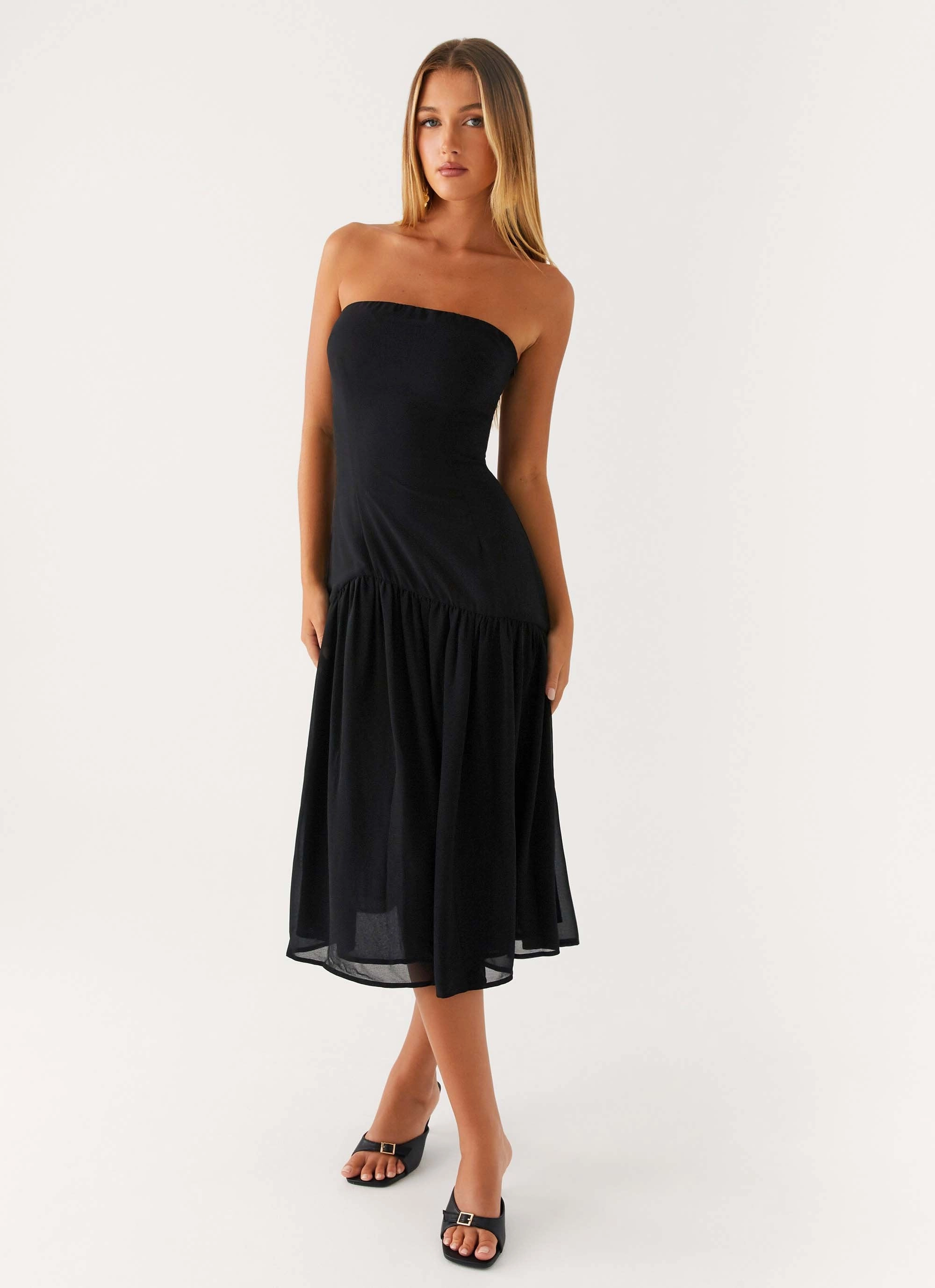 Holiday-Party Imagination Strapless Midi Dress - Black
