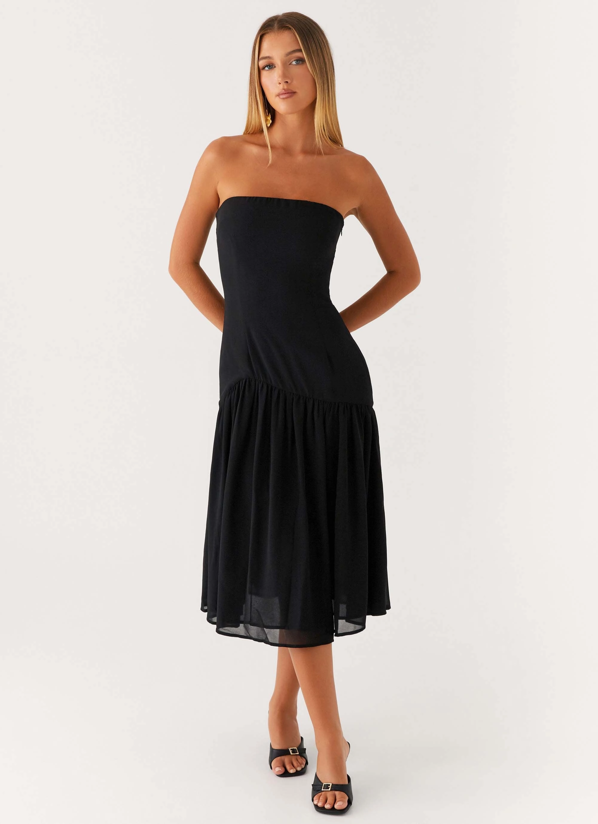 Imagination Strapless Midi Dress - Black Subtle Look