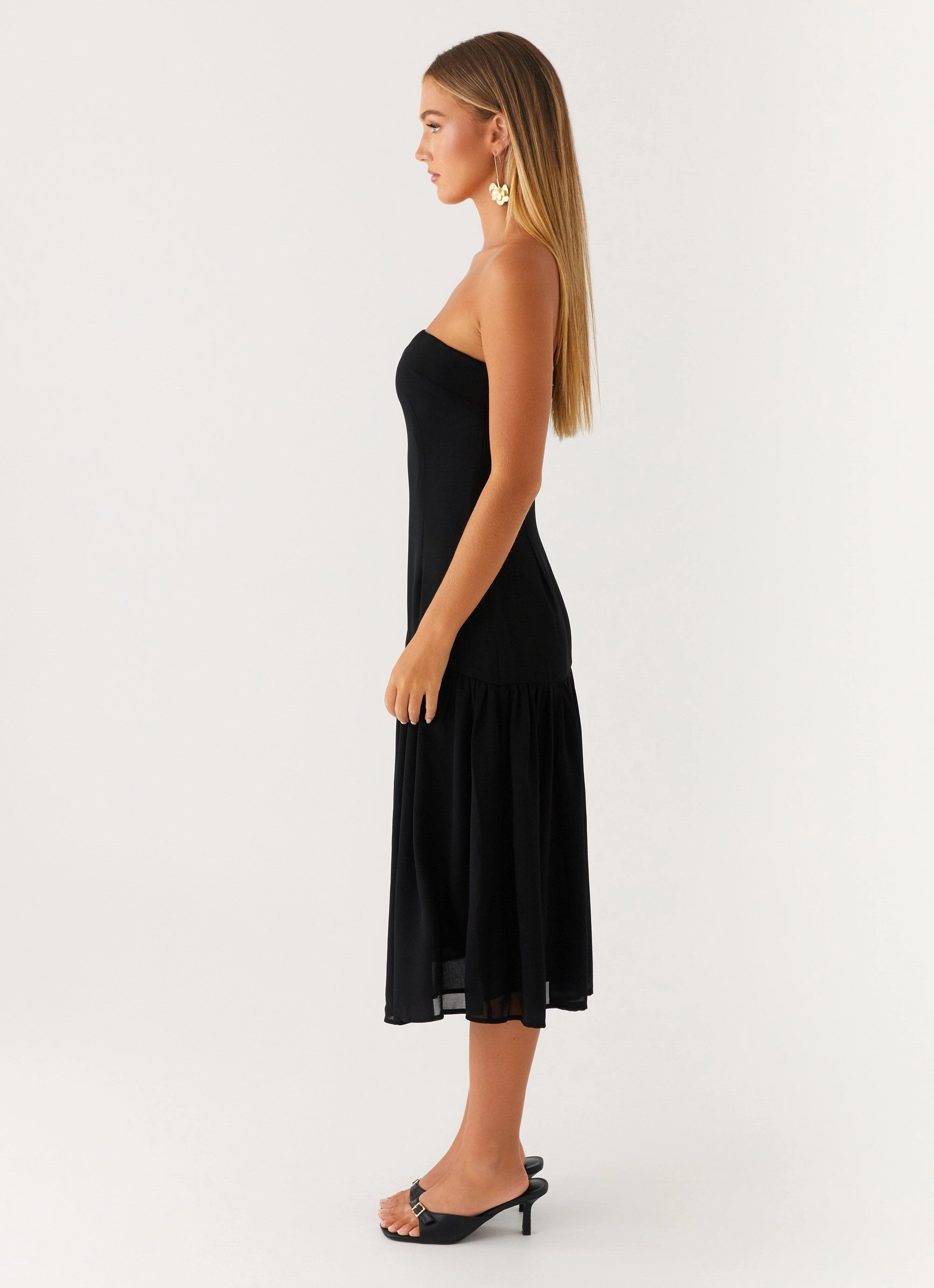 Imagination Strapless Midi Dress - Black Semi Casual