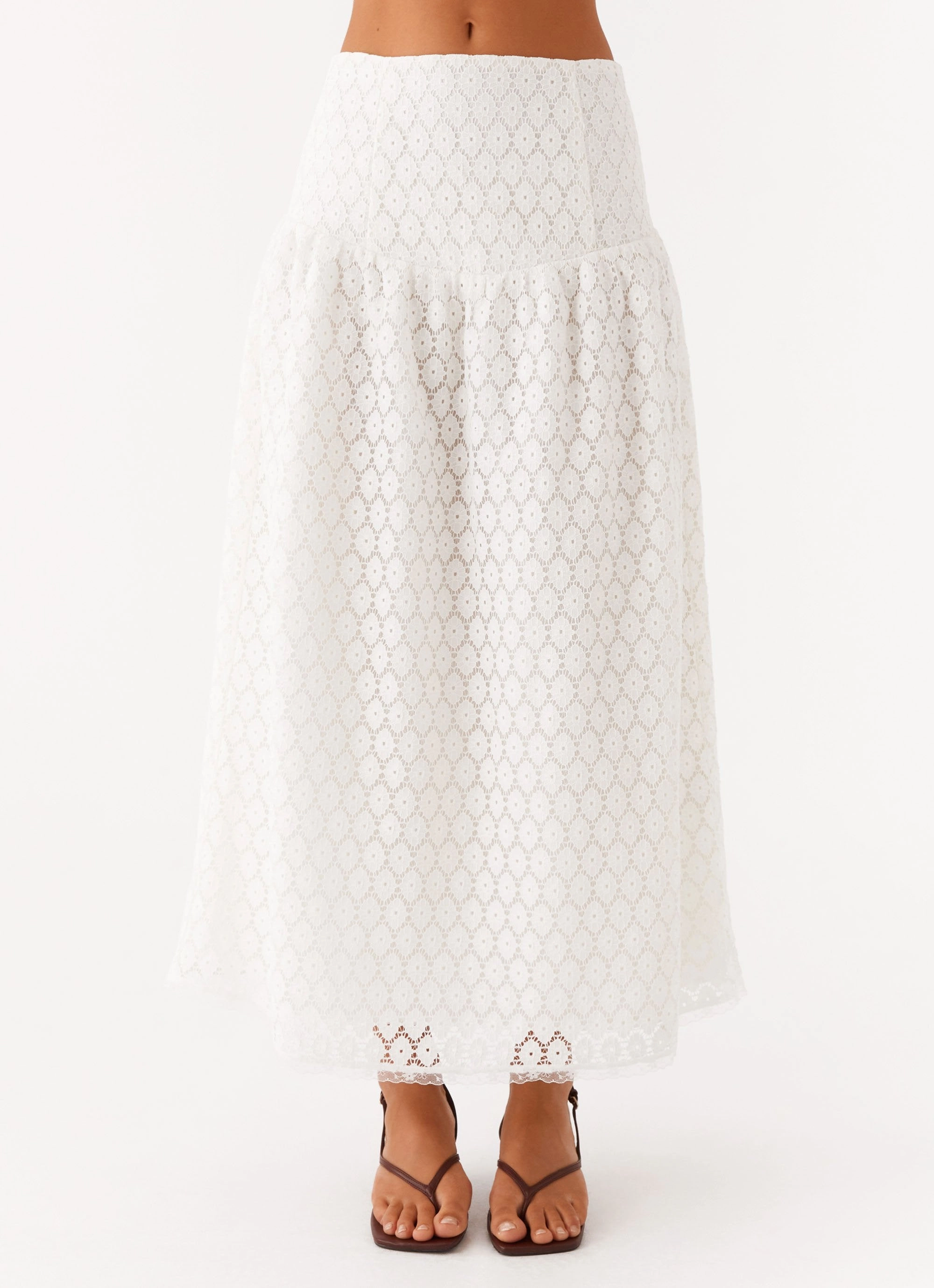 Indiana Corset Midi Skirt - White High Waist