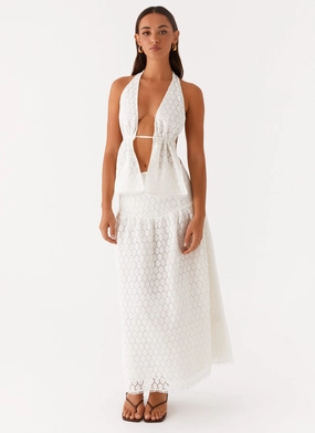 Indiana Corset Midi Skirt - White Dust Proof Fabric Functional Detail