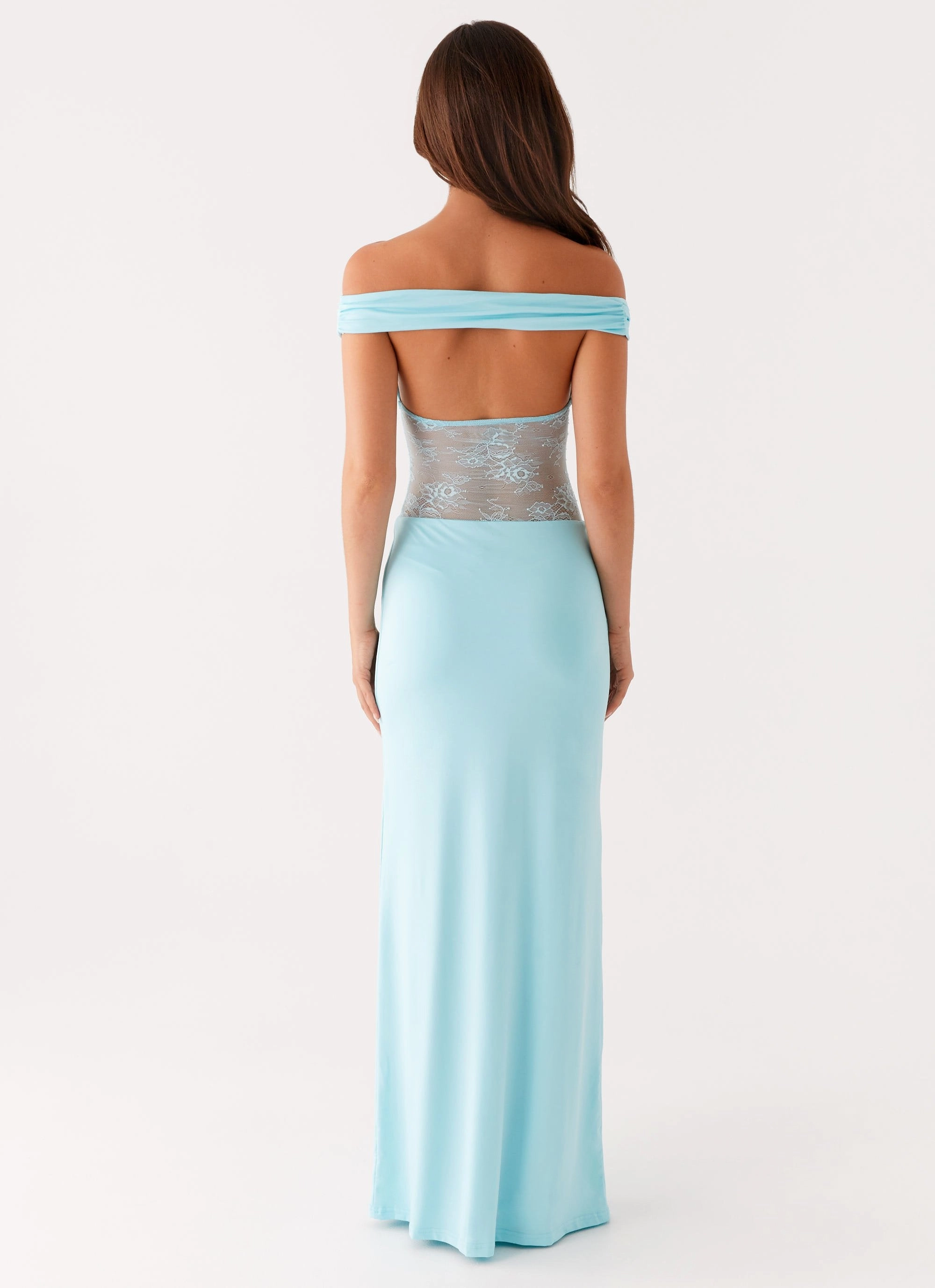 Winter Classic Evening Vibe Infatuation Lace Maxi Dress - Turquoise
