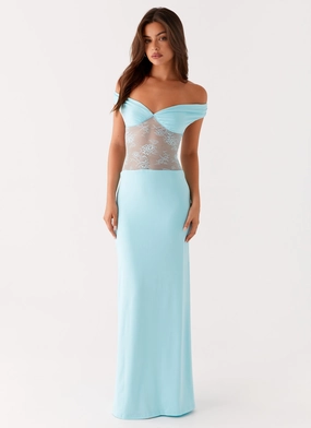 Infatuation Lace Maxi Dress - Turquoise Minimal Curve
