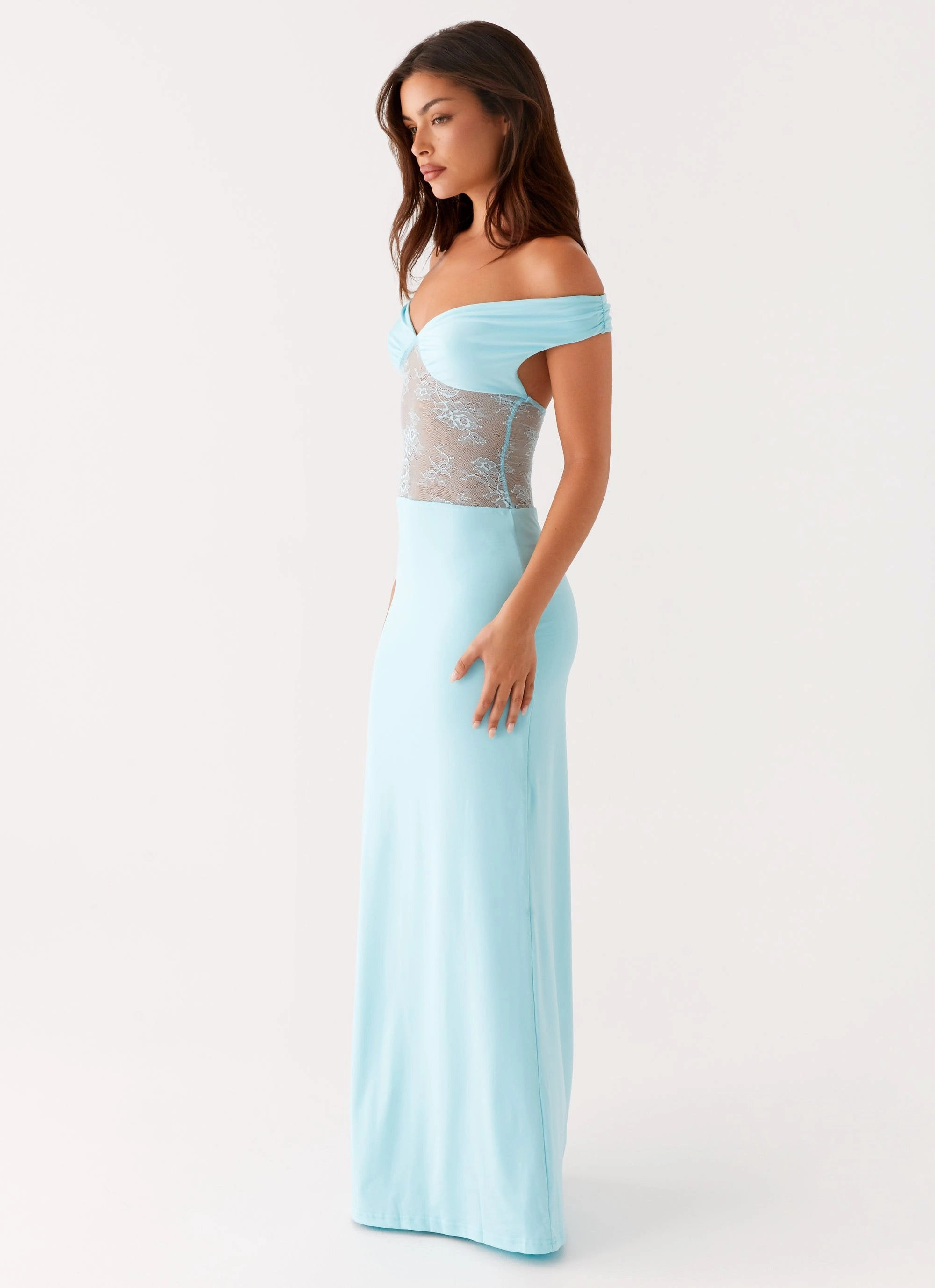 Infatuation Lace Maxi Dress - Turquoise Bloom Zone Relaxing Style