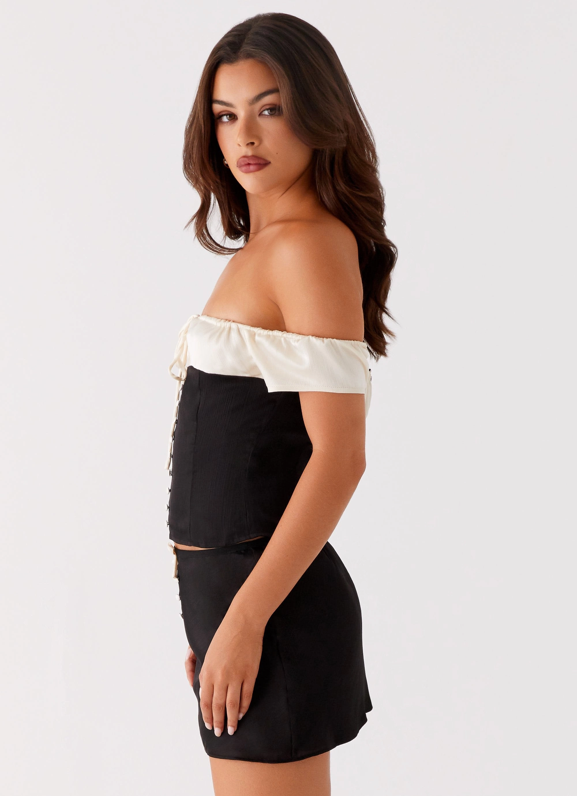 Justice Off Shoulder Top - Black SeamlessSidePanels