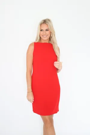 Instant Classic Shift Dress - Red Smart Comfort Sculpted Detail
