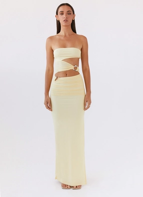 Perfect Look Timeless Fashion Into Pieces Mesh Maxi Dress - Lemon
