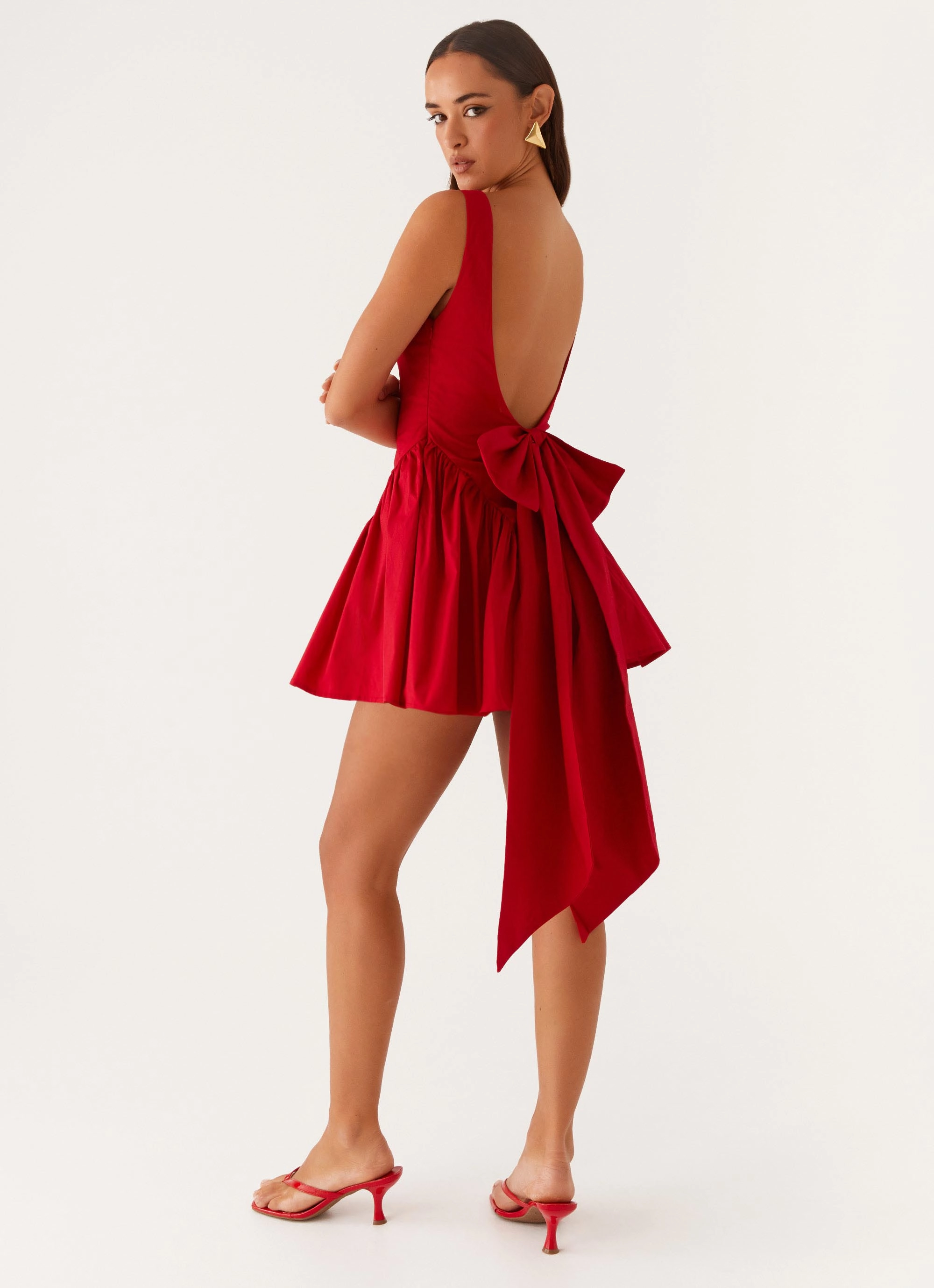 Invited Mini Dress - Red Stylish Waistband
