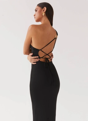Vibrant Look Iris Backless Maxi Dress - Black