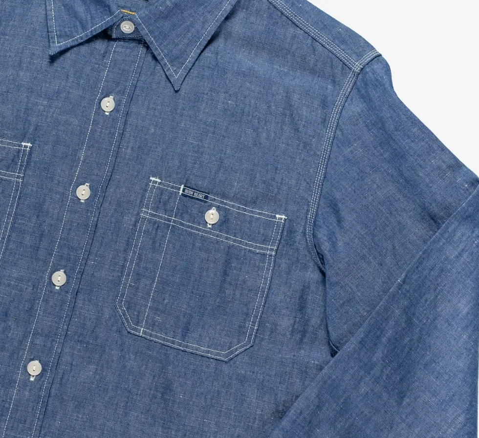 Iron Heart 10oz Selvedge Cotton Chambray Work Shirt
