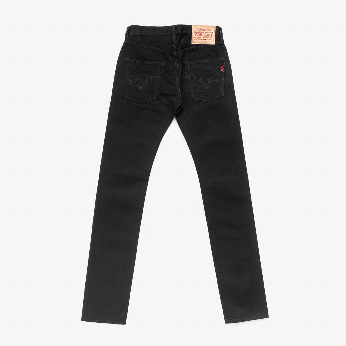 Iron Heart IH-777S-142bb 14oz Selvedge Denim Slim Tapered Cut Jeans - Black/Black