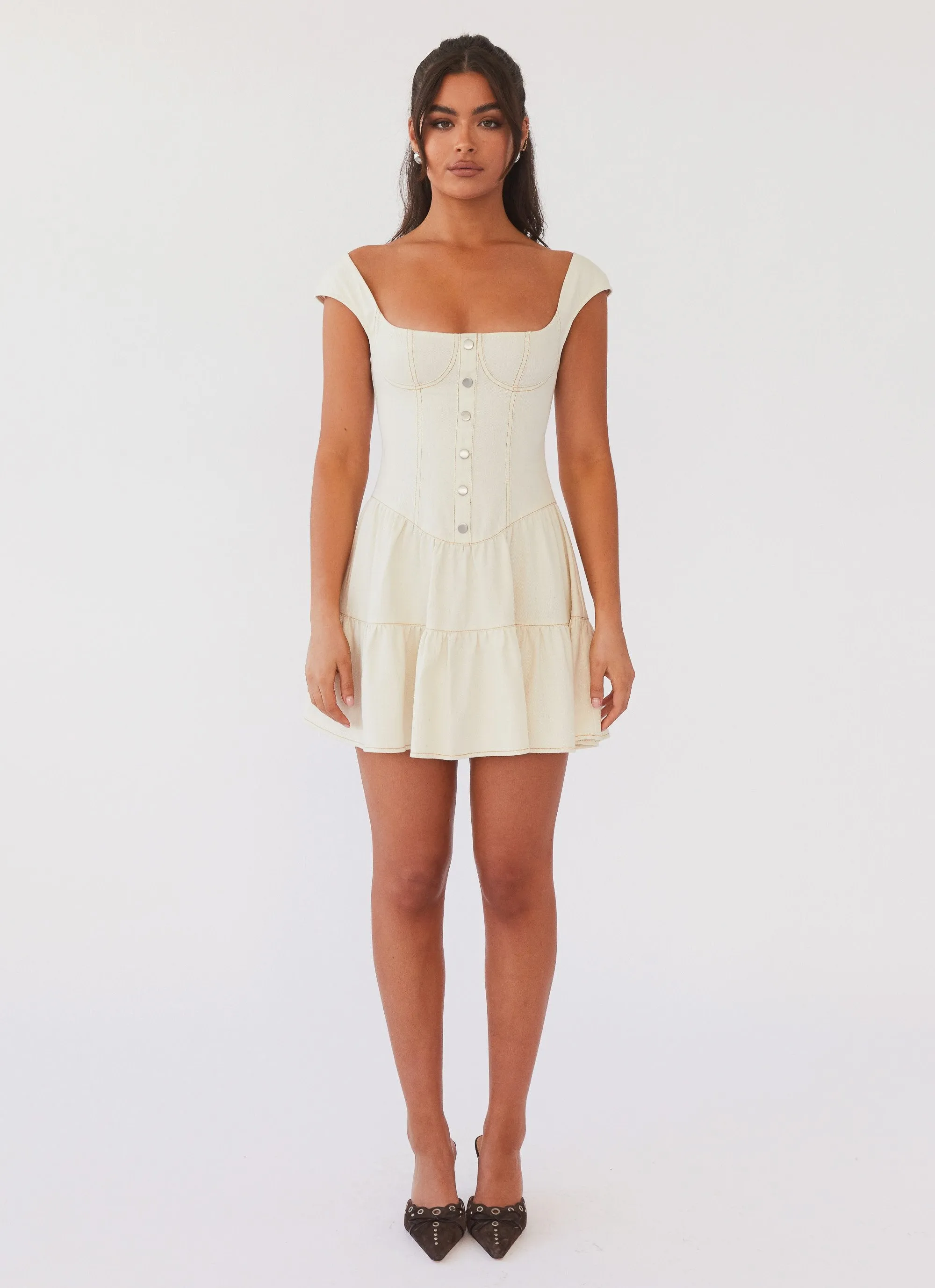 Joyful Look Isabella Denim Bustier Dress - Antique