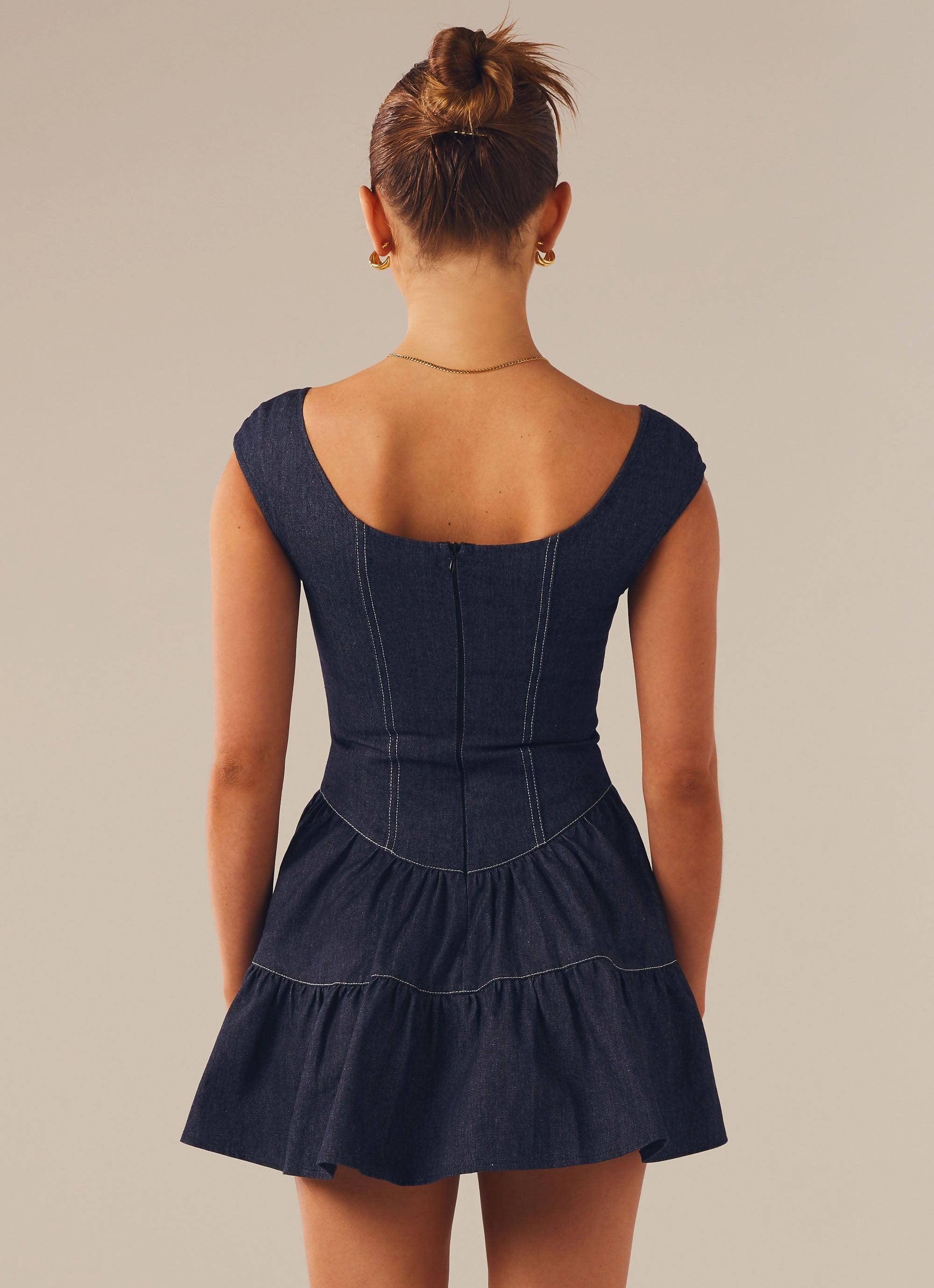 Isabella Denim Bustier Dress - Indigo Shared Glow