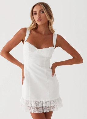 Isadora Lace Mini Dress - White Minimalist fit-and-flare Cozy Balance