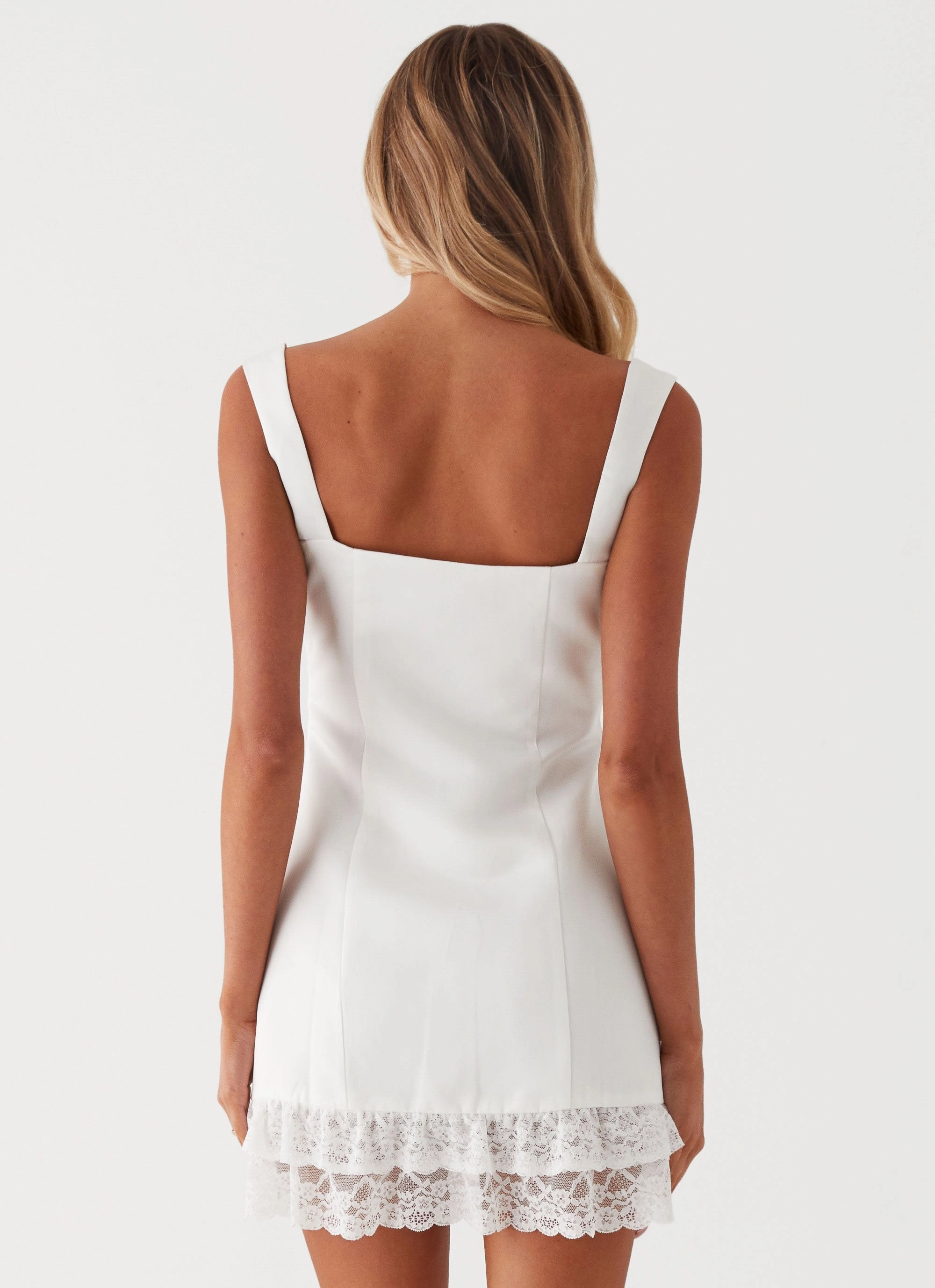 Linen Vibe Isadora Lace Mini Dress - White