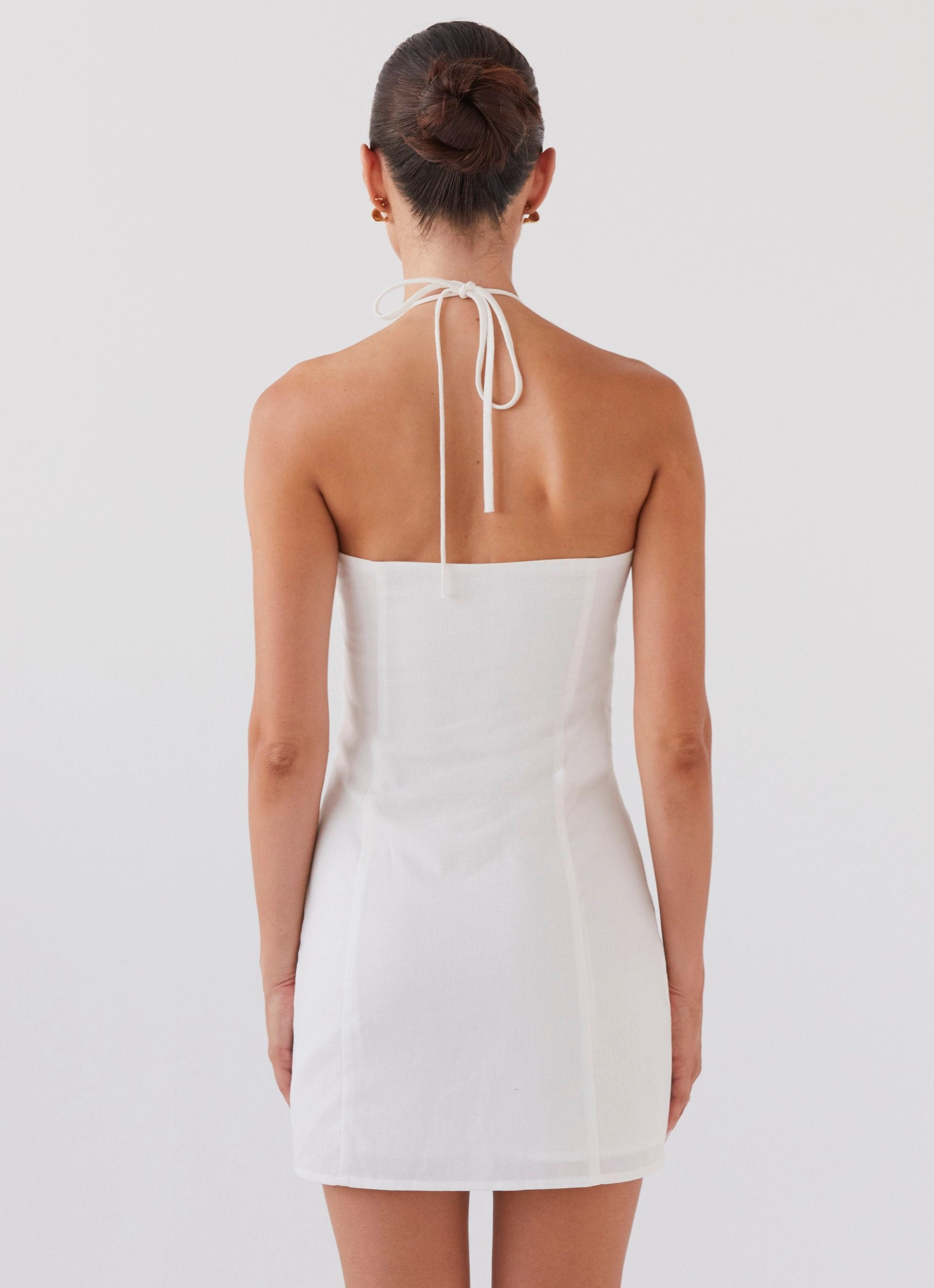 Island Echoes Linen Mini Dress - White Soft Fit Wear