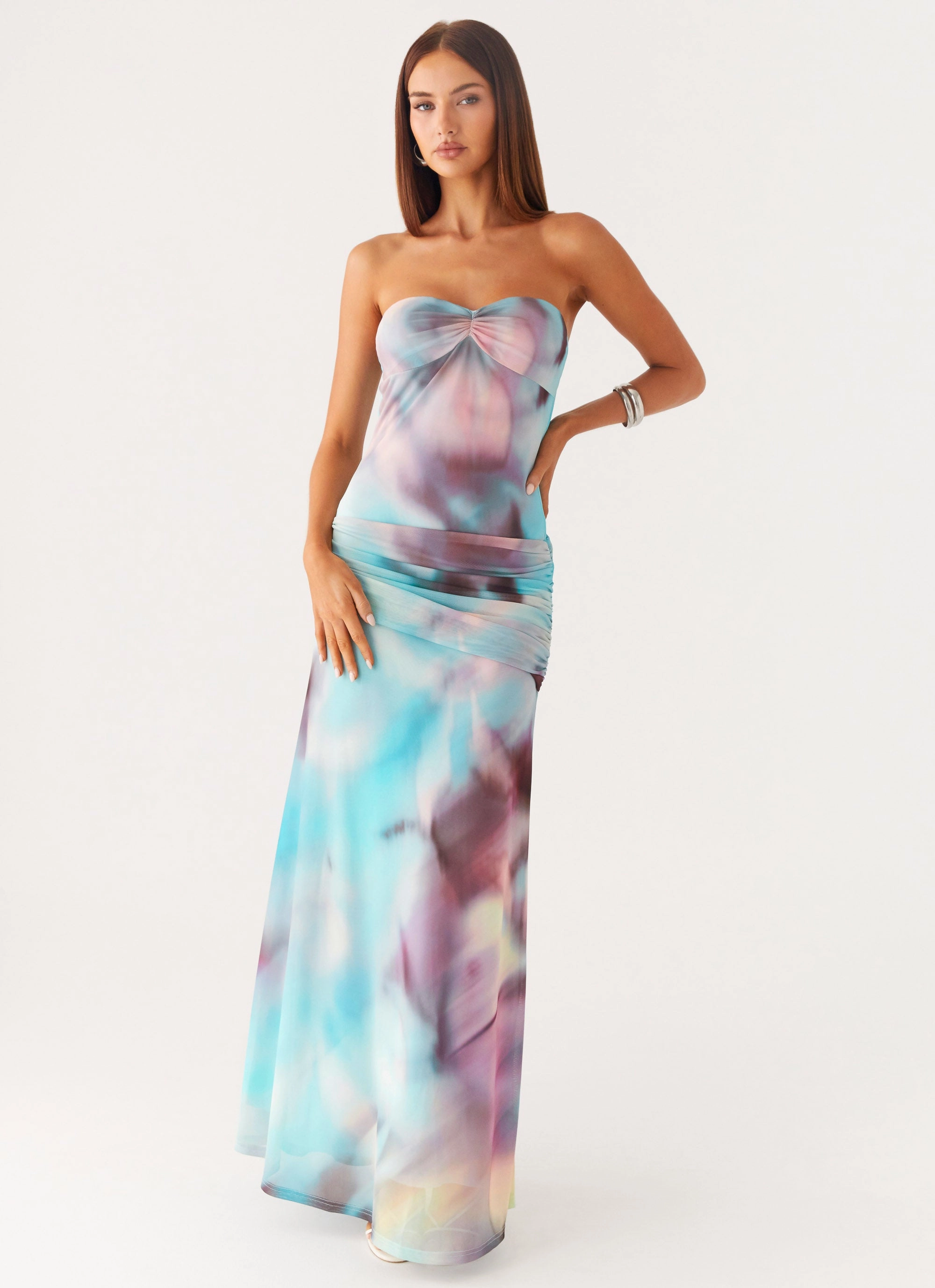 Isle Escape Mesh Maxi Dress - Sea Splash Calm Flow