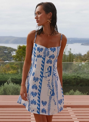 FlexibleClosure Isra Linen Mini Dress - Floral Wave