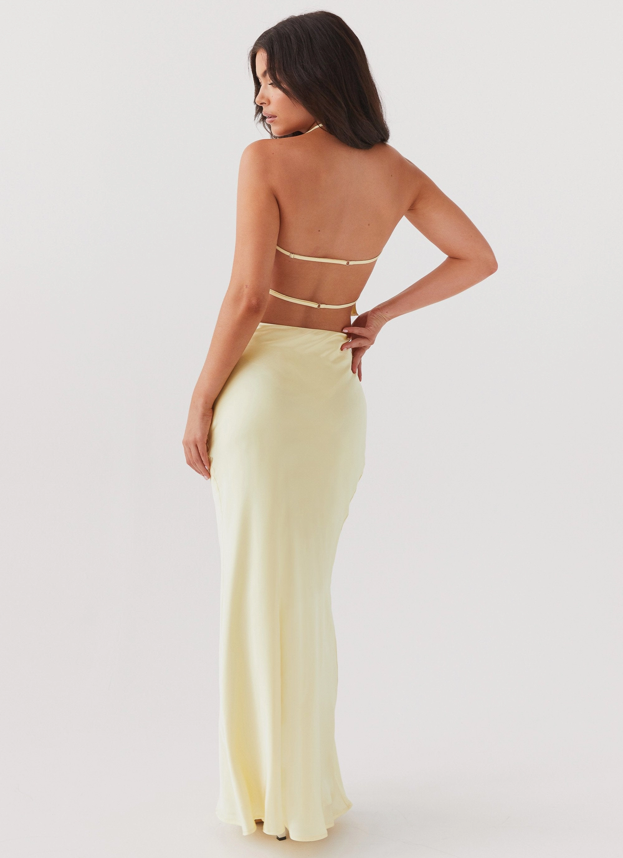 Convertible 2 In 1 Function Ivanna Satin Maxi Skirt - Lemon