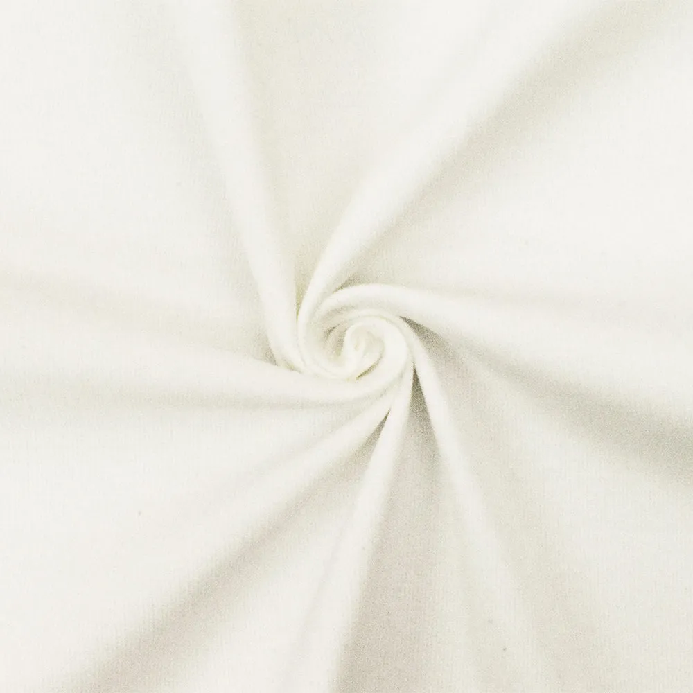 Ivory Solid Stretch Cotton Spandex Featherwale Corduroy Woven Fabric