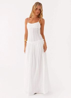 Bold colors Soft Neutral Jacinda Drop Waist Maxi Dress - Ivory