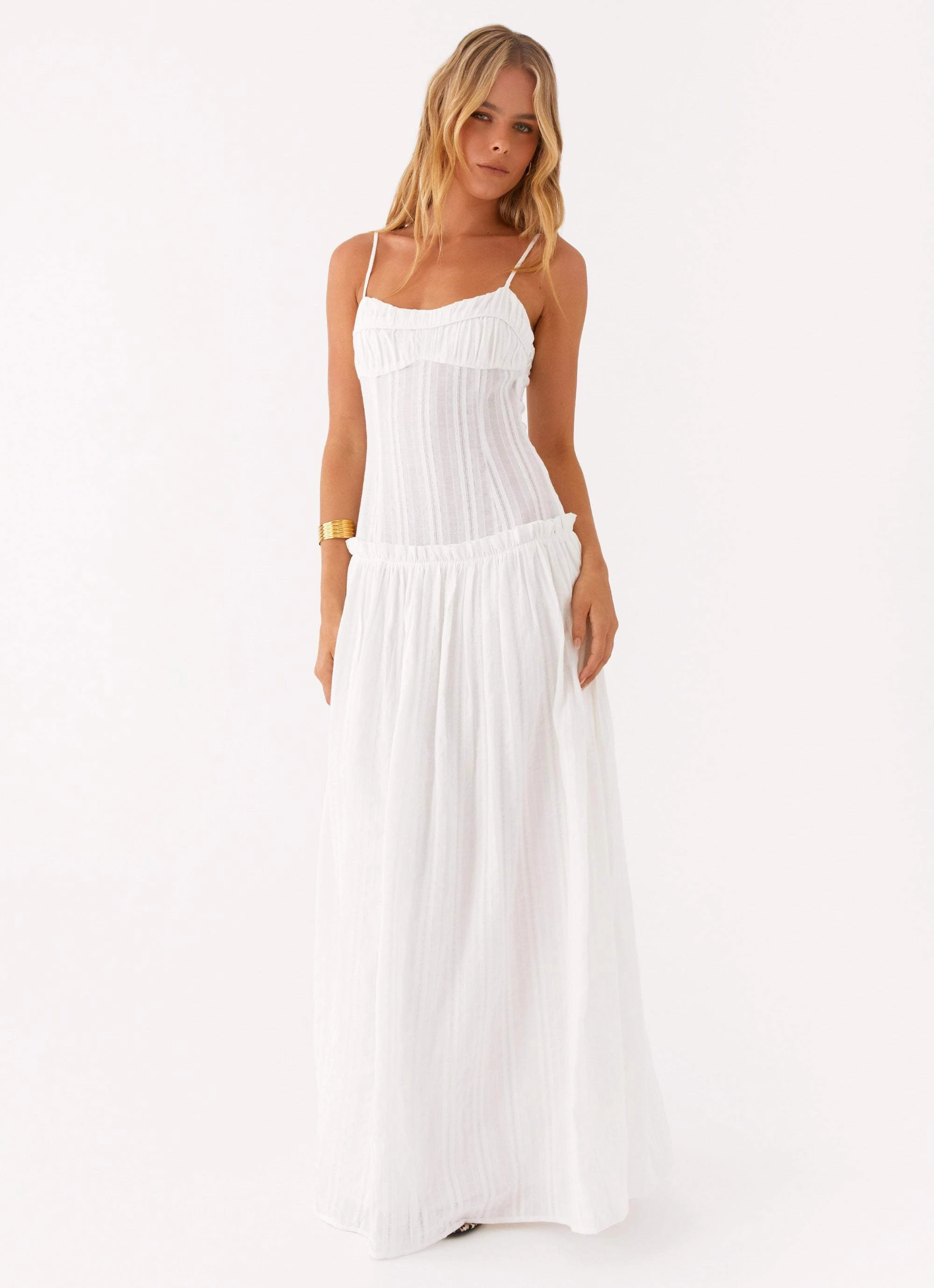 Bold colors Soft Neutral Jacinda Drop Waist Maxi Dress - Ivory