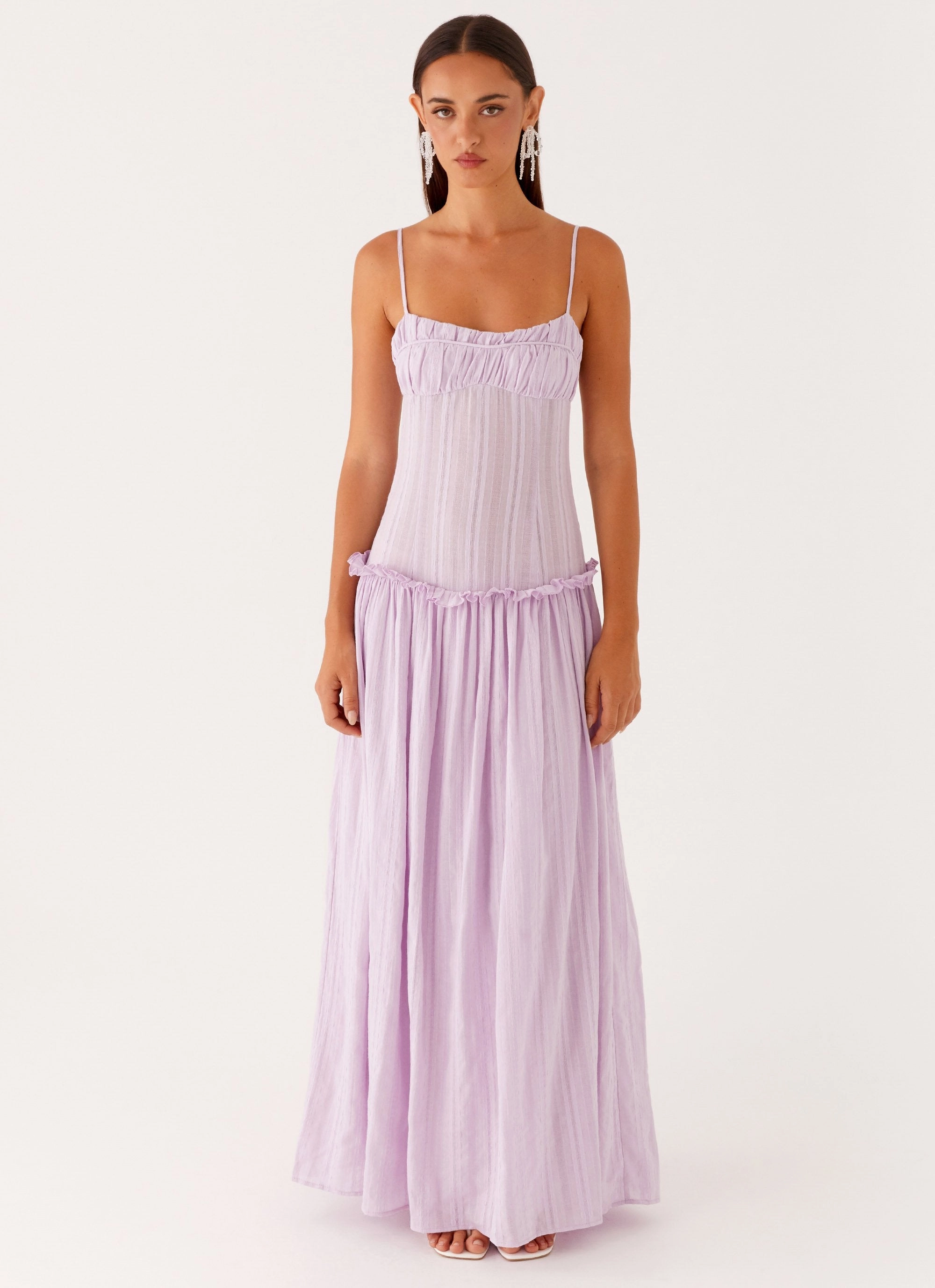 Jacinda Drop Waist Maxi Dress - Lavender Chic and Flattering Seasonal Essential