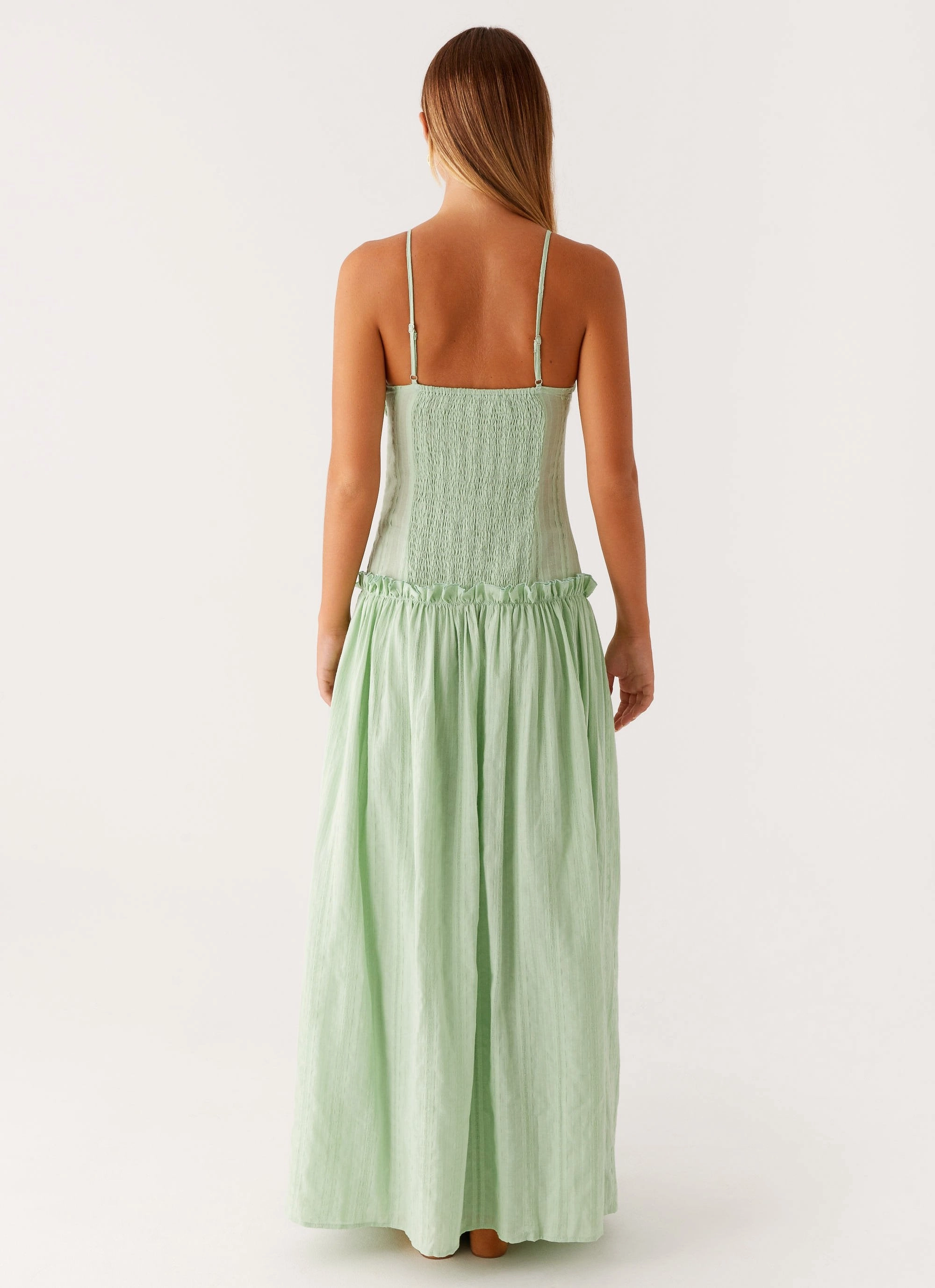 Rose Flush Timeless Waist Fit Jacinda Drop Waist Maxi Dress - Sage