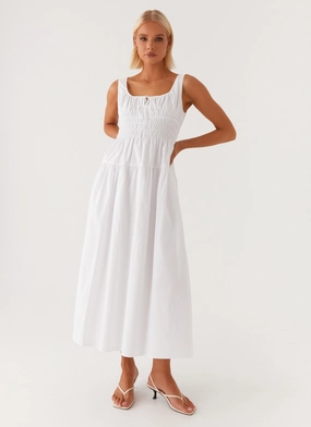 Jacintha Midi Dress - White Sleek Wear Balanced Texture