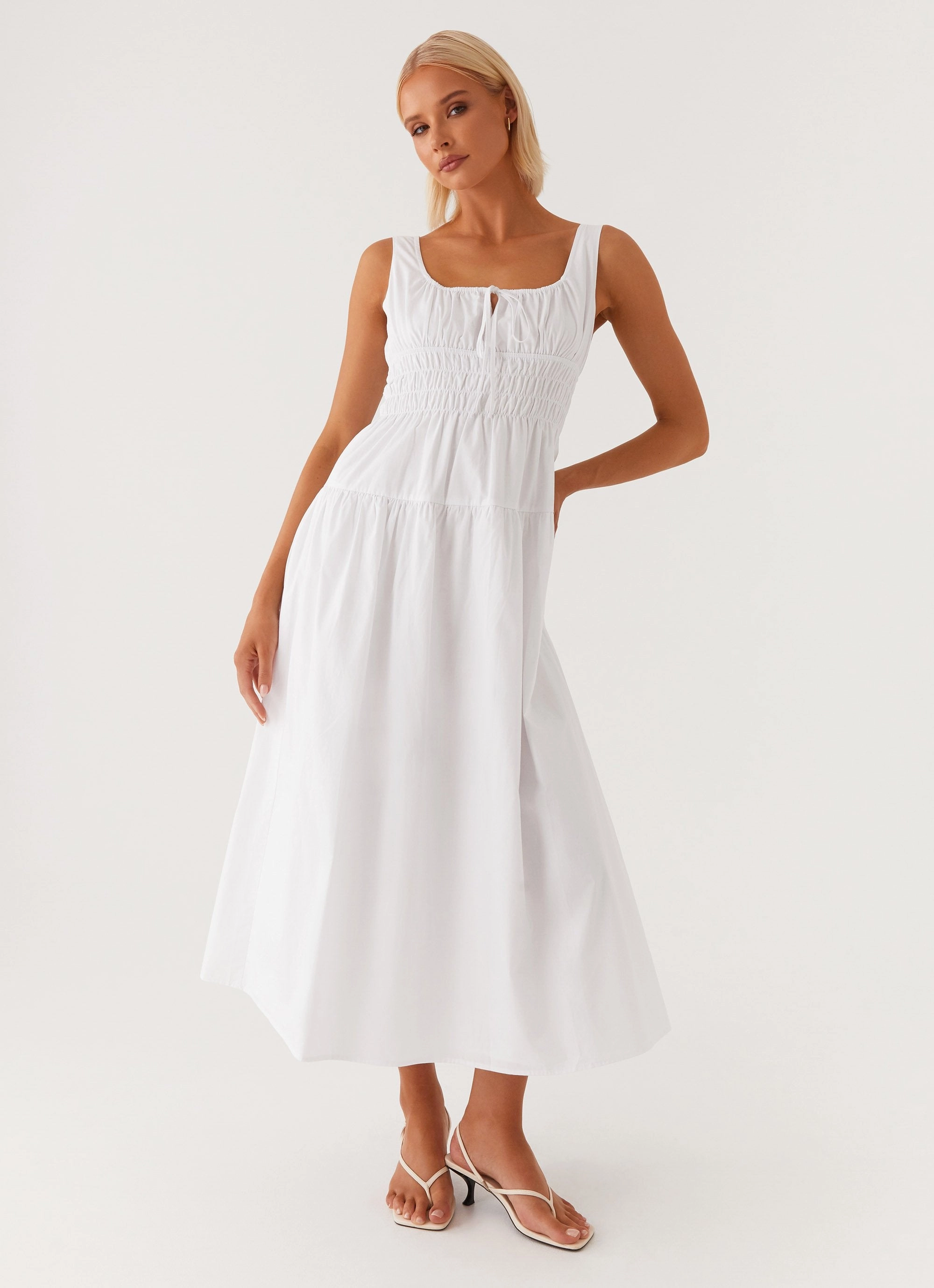Jacintha Midi Dress - White Weekend Fresh Fall Layer