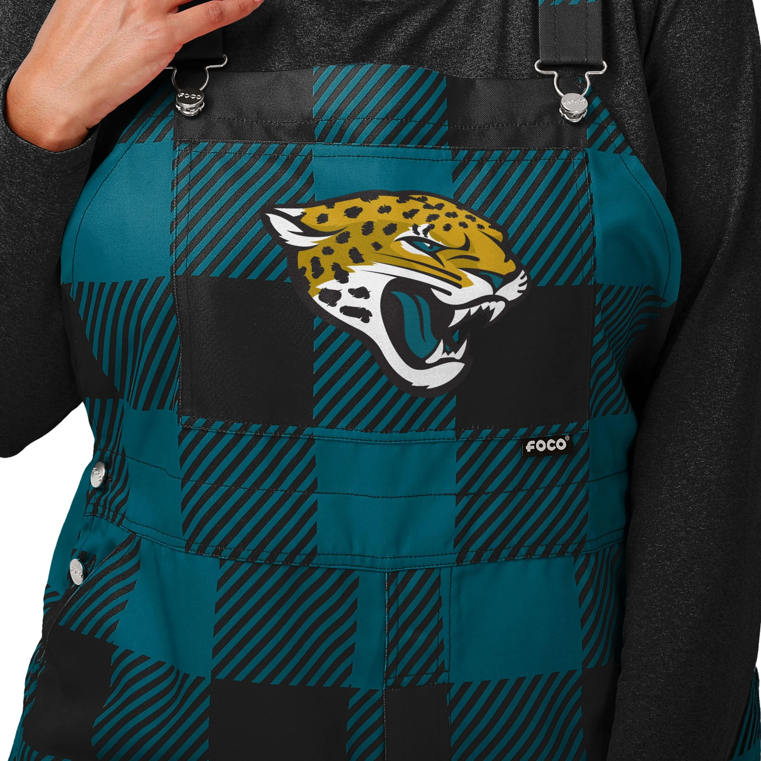 Jacksonville Jaguars NFL Womens Plaid Bib Overalls