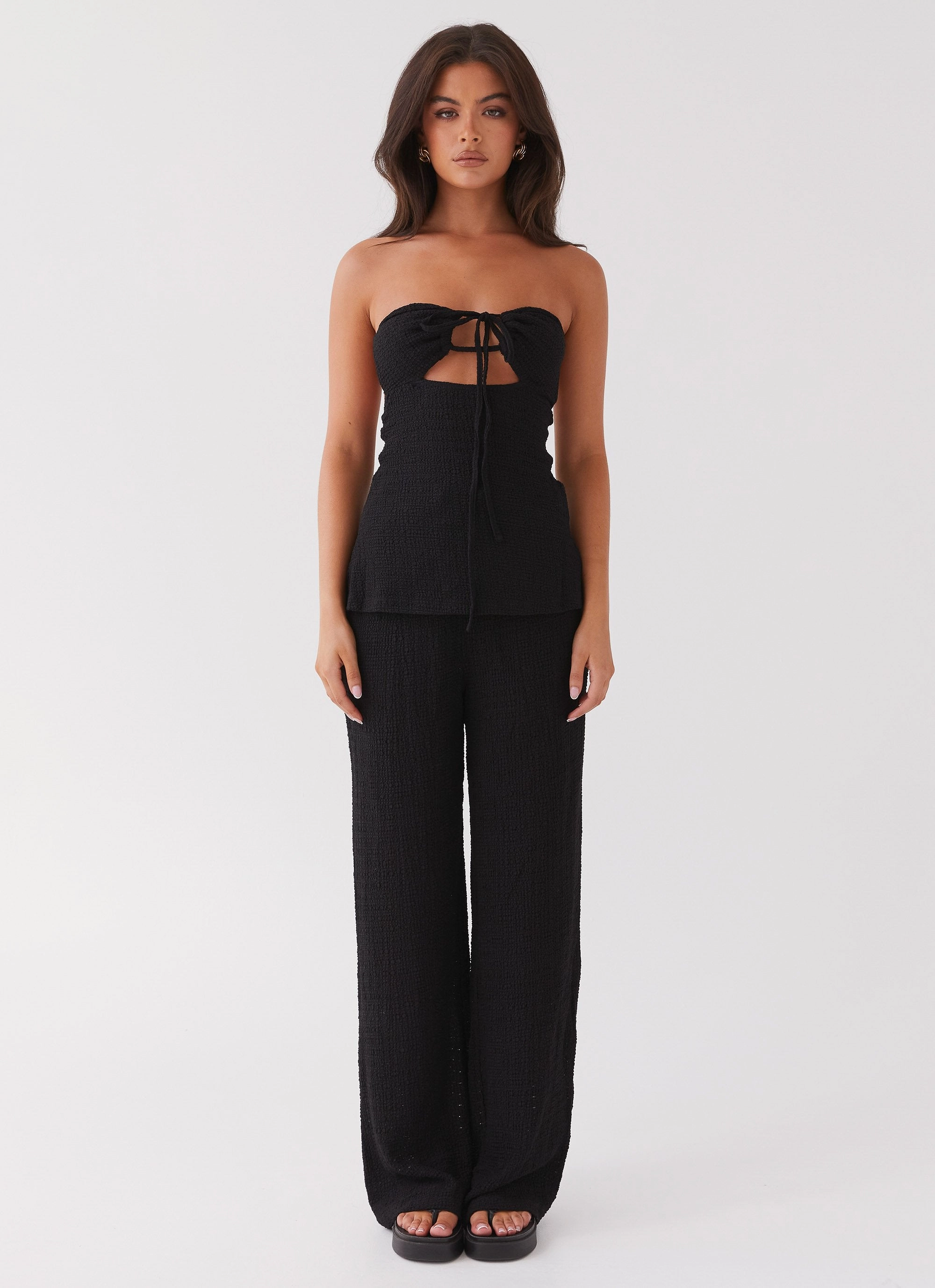 Jadey Strapless Waffle Top - Black Zero Waste Cut Pattern AllDayComfortFit