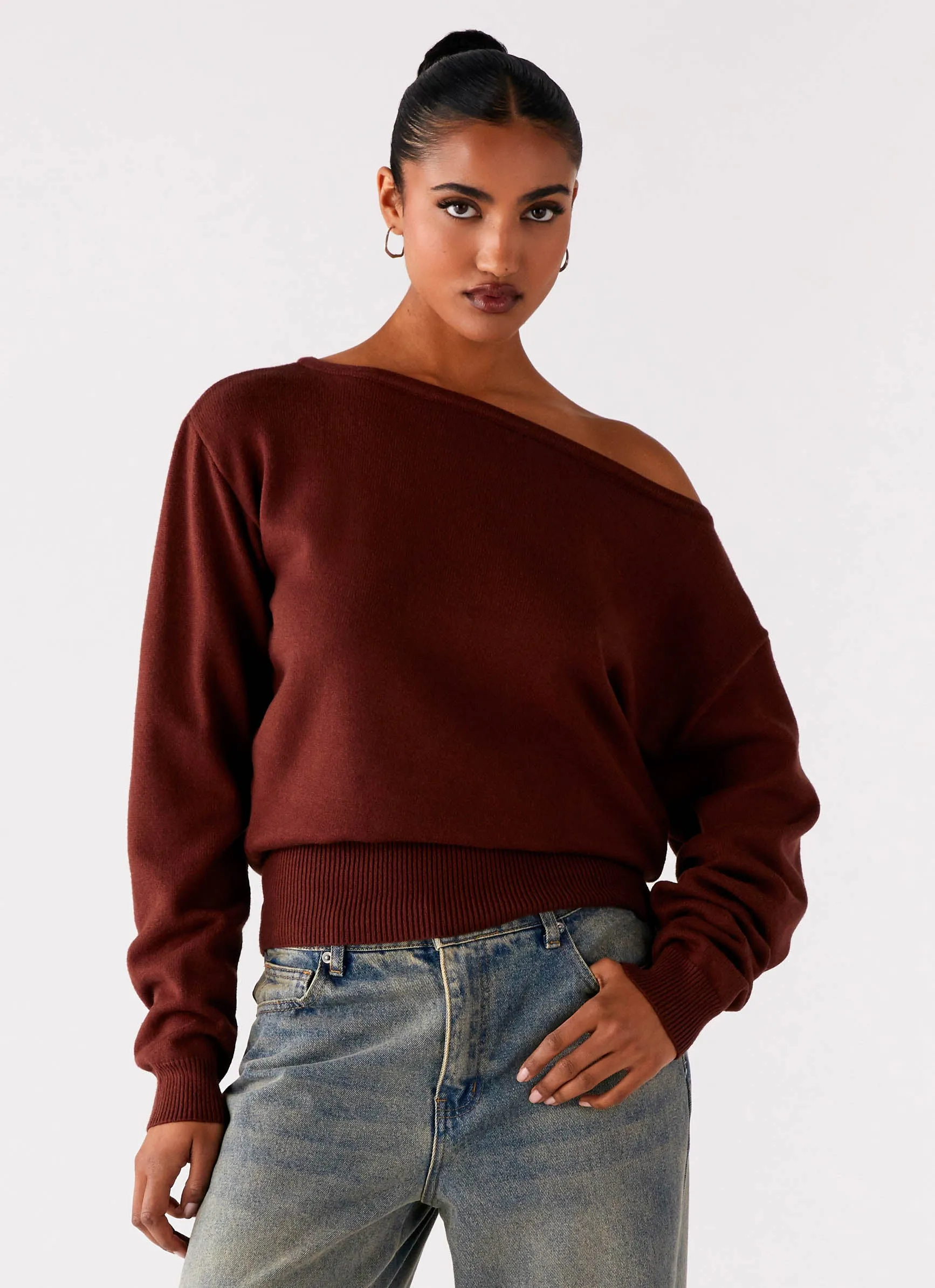 Sun Protection Fabric Jaelin Asymmetric Top - Chocolate