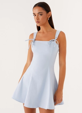 Soft Fabric Jamaya Tie Mini Dress - Blue