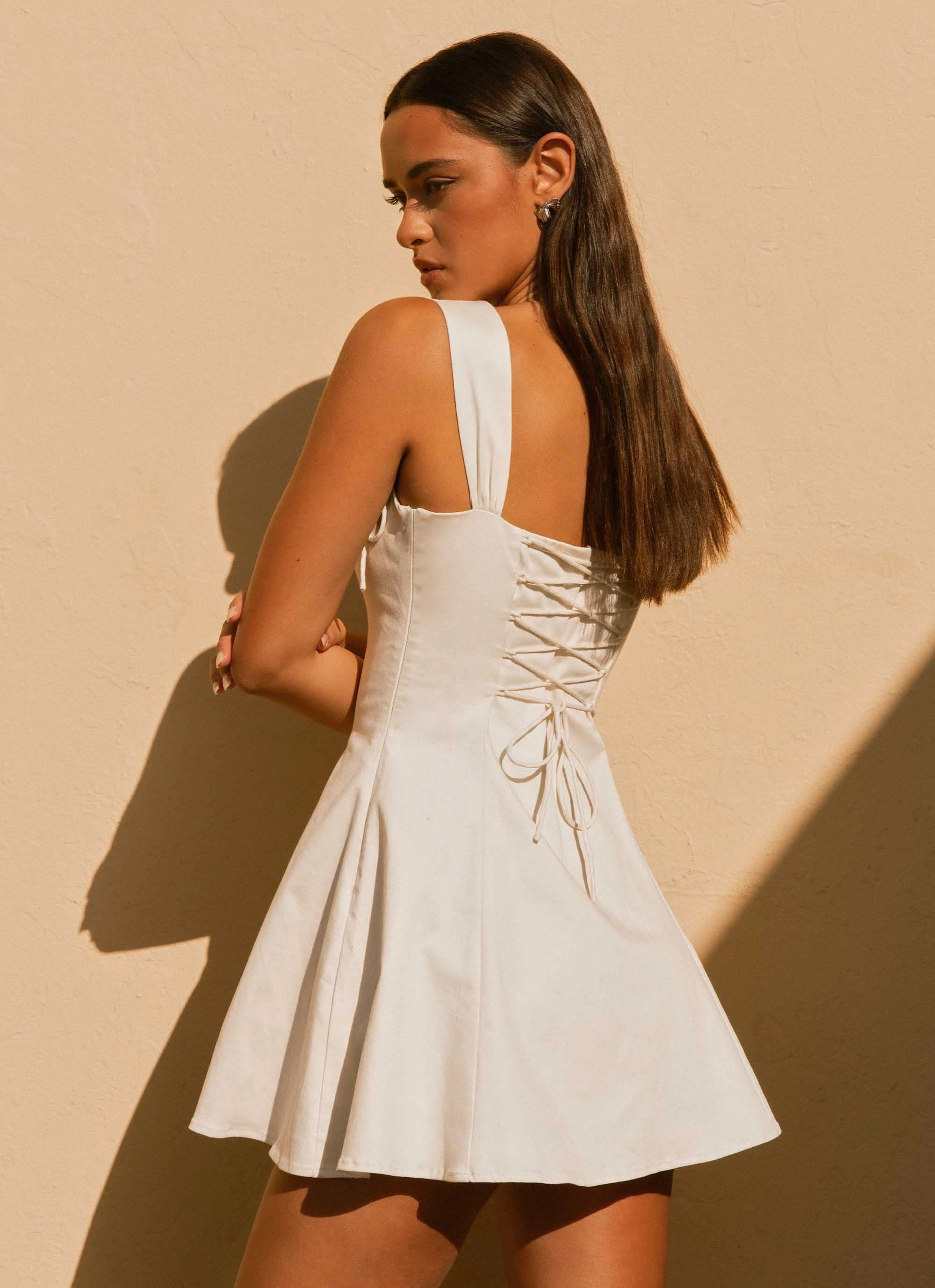 Subtle Look Comfortable outdoor wear Jamaya Tie Mini Dress - Ivory