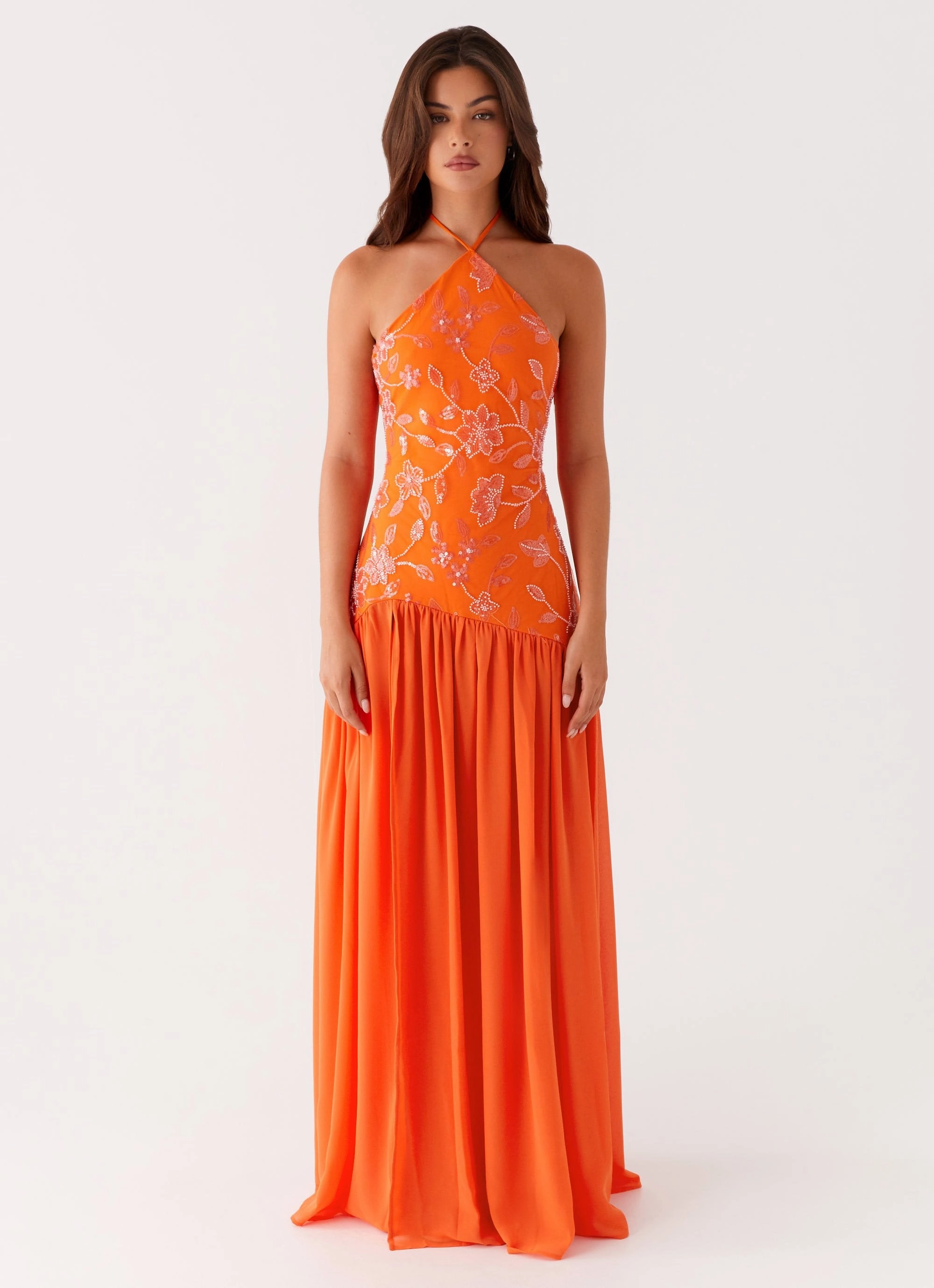 Janelle Beaded Maxi Dress - Orange Casual Must-Have Refined Finish