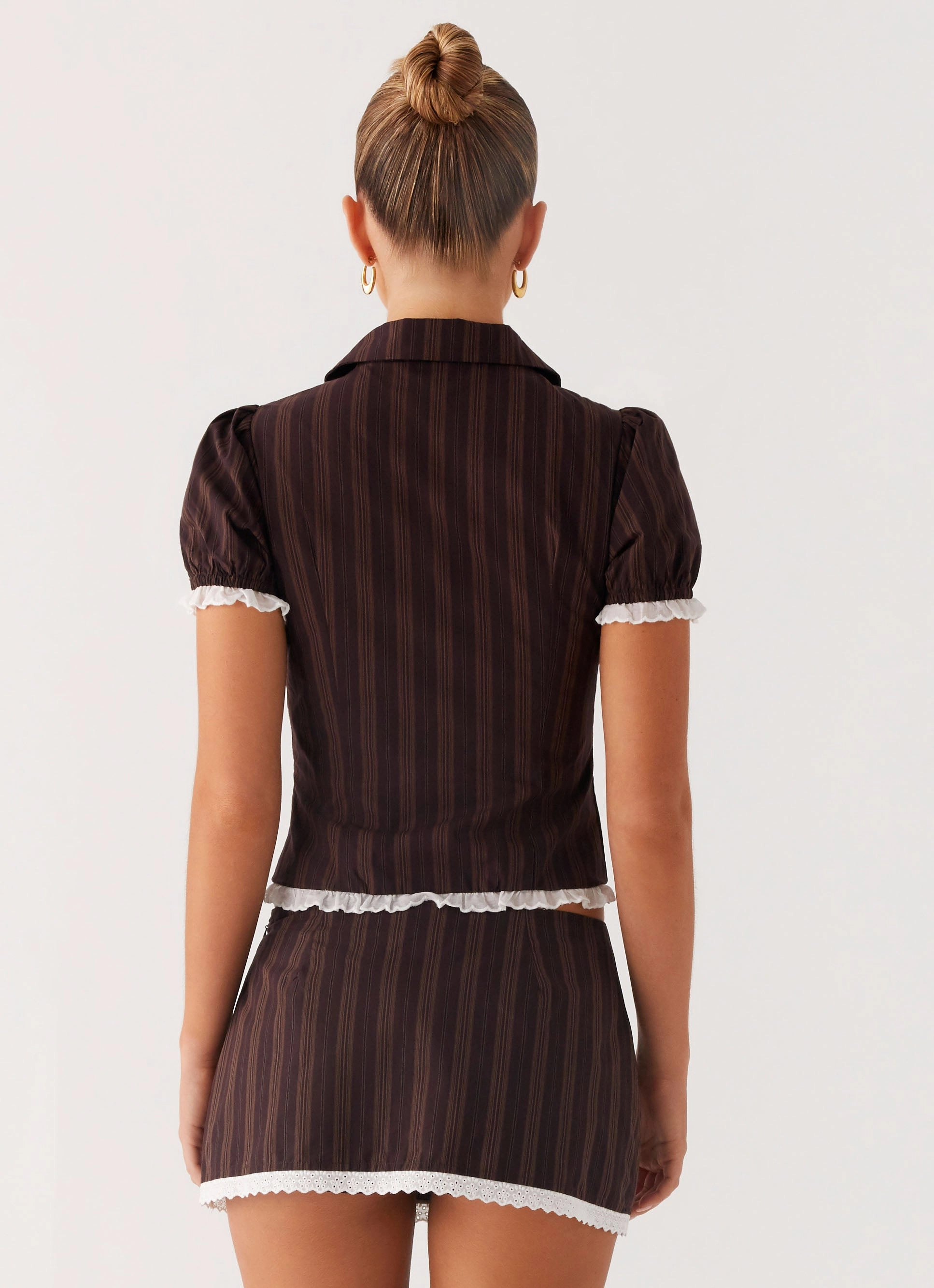 Janette Low Rise Micro Mini Skort - Toffee Stripe Ultimate Comfort Sporty Comfort Wear